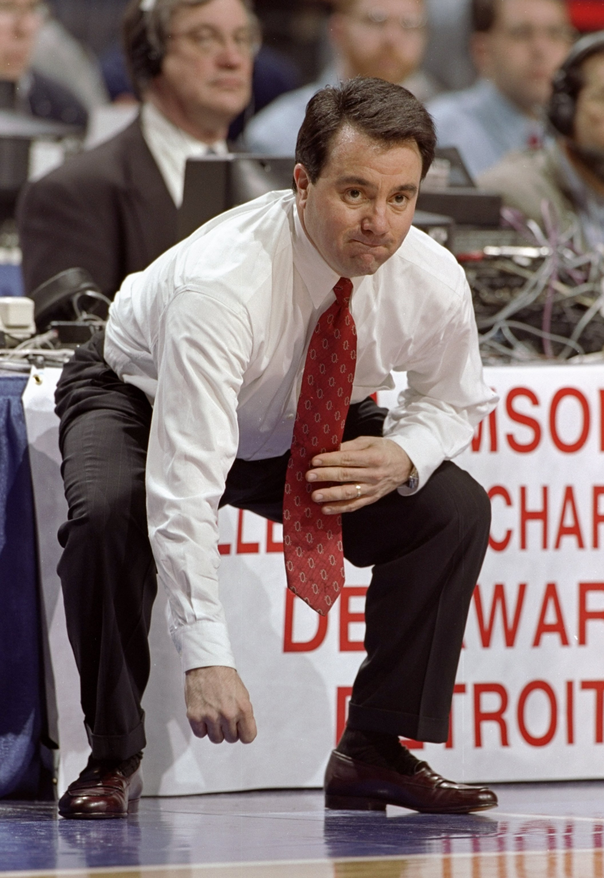 13 Mar 1998:  Coach Fran Fraschilla of the St. Johns Red Storm looks on during a game against the Detroit Titans in the first round of the NCAA Tournament at the United Center in Chicago, Illinois.  Detroit defeated St. Johns 66-64. Mandatory Credit: Jona