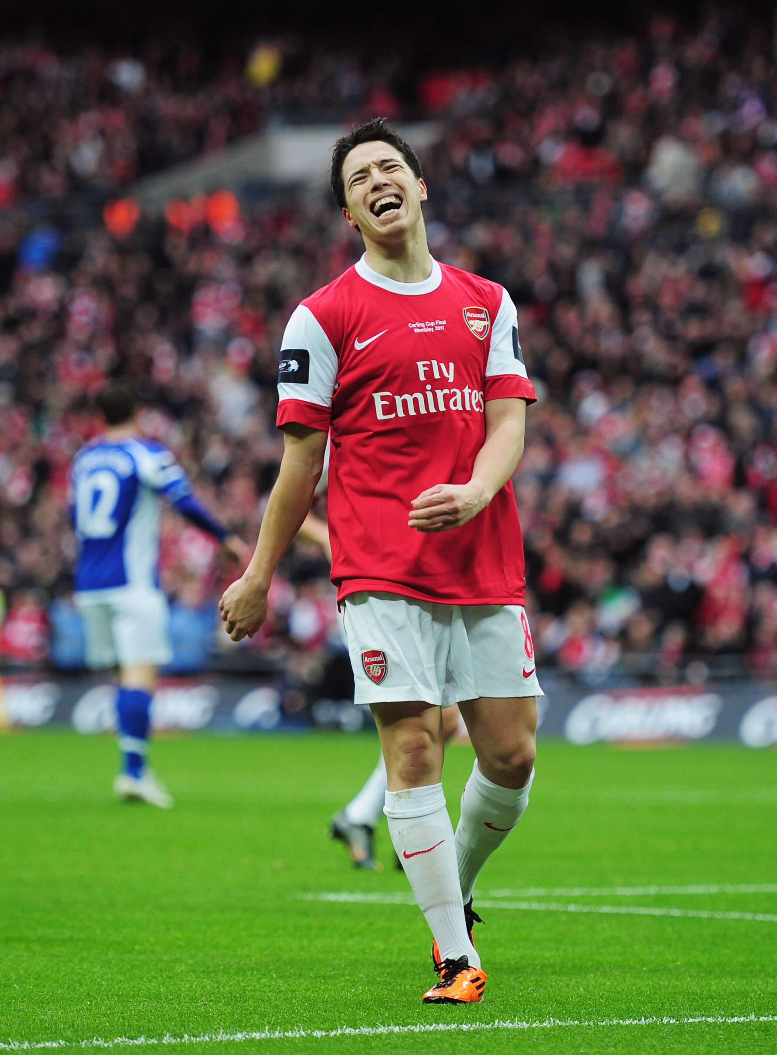 LONDON, ENGLAND - FEBRUARY 27: Samir Nasri of Arsenal shows his despair during the Carling Cup Final between Arsenal and Birmingham City at Wembley Stadium on February 27, 2011 in London, England.  (Photo by Shaun Botterill/Getty Images)