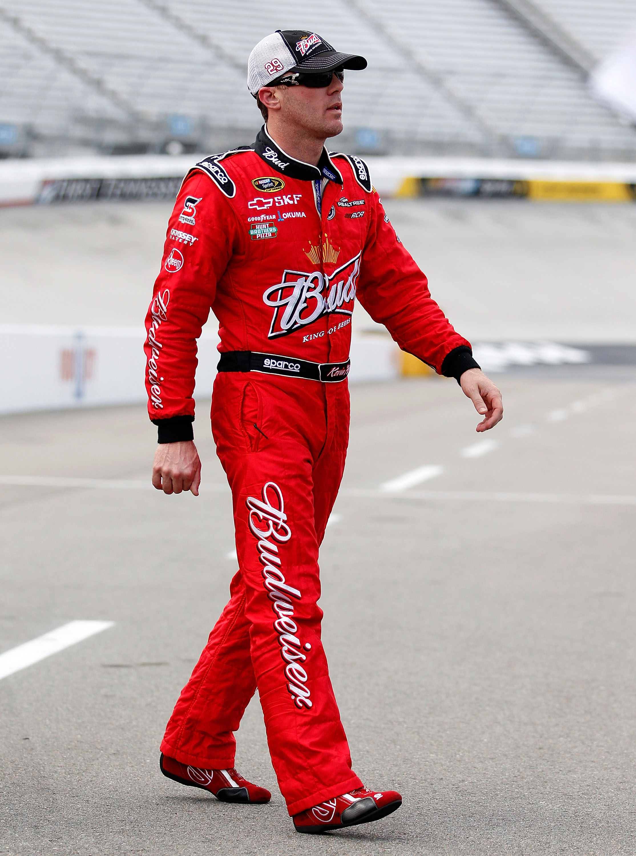 BRISTOL, TN - MARCH 18: Kevin Harvick, driver of the #29 Budweiser Chevrolet, walks from his car after qualifying for the NASCAR Sprint Cup Series Jeff Byrd 500 Presented By Food City at Bristol Motor Speedway on March 18, 2011 in Bristol, Tennessee.  (Ph