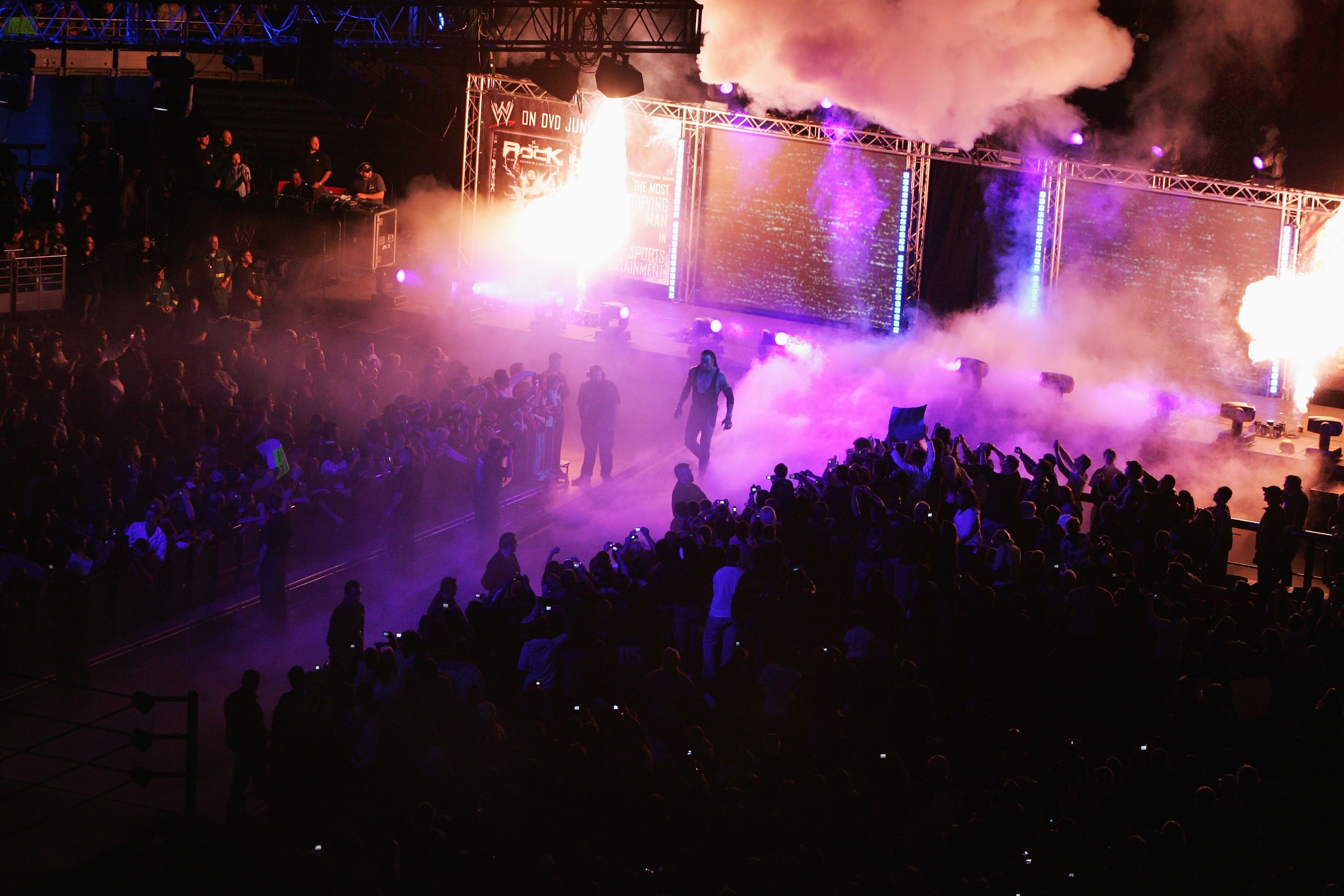 SYDNEY, AUSTRALIA - JUNE 15. The Undertaker enters the arena during WWE Smackdown at Acer Arena on June 15, 2008 in Sydney, Australia.  (Photo by Gaye Gerard/Getty Images)