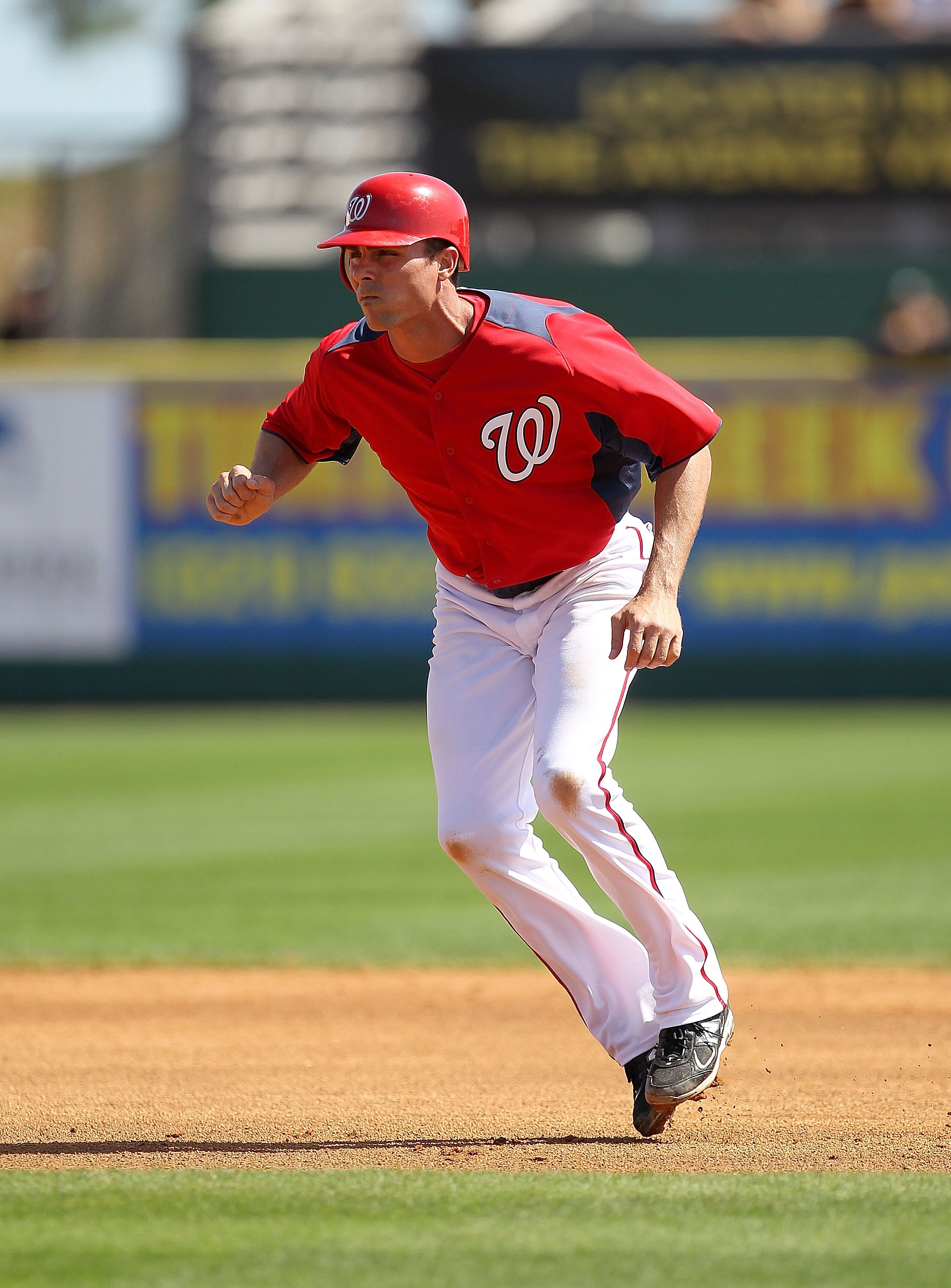VIERA, FL - MARCH 02:  Rick Ankiel #43 of the Washington Nationals leads off second during a Spring Training game against the Florida Marlins at Space Coast Stadium on March 2, 2011 in Viera, Florida.  (Photo by Mike Ehrmann/Getty Images)