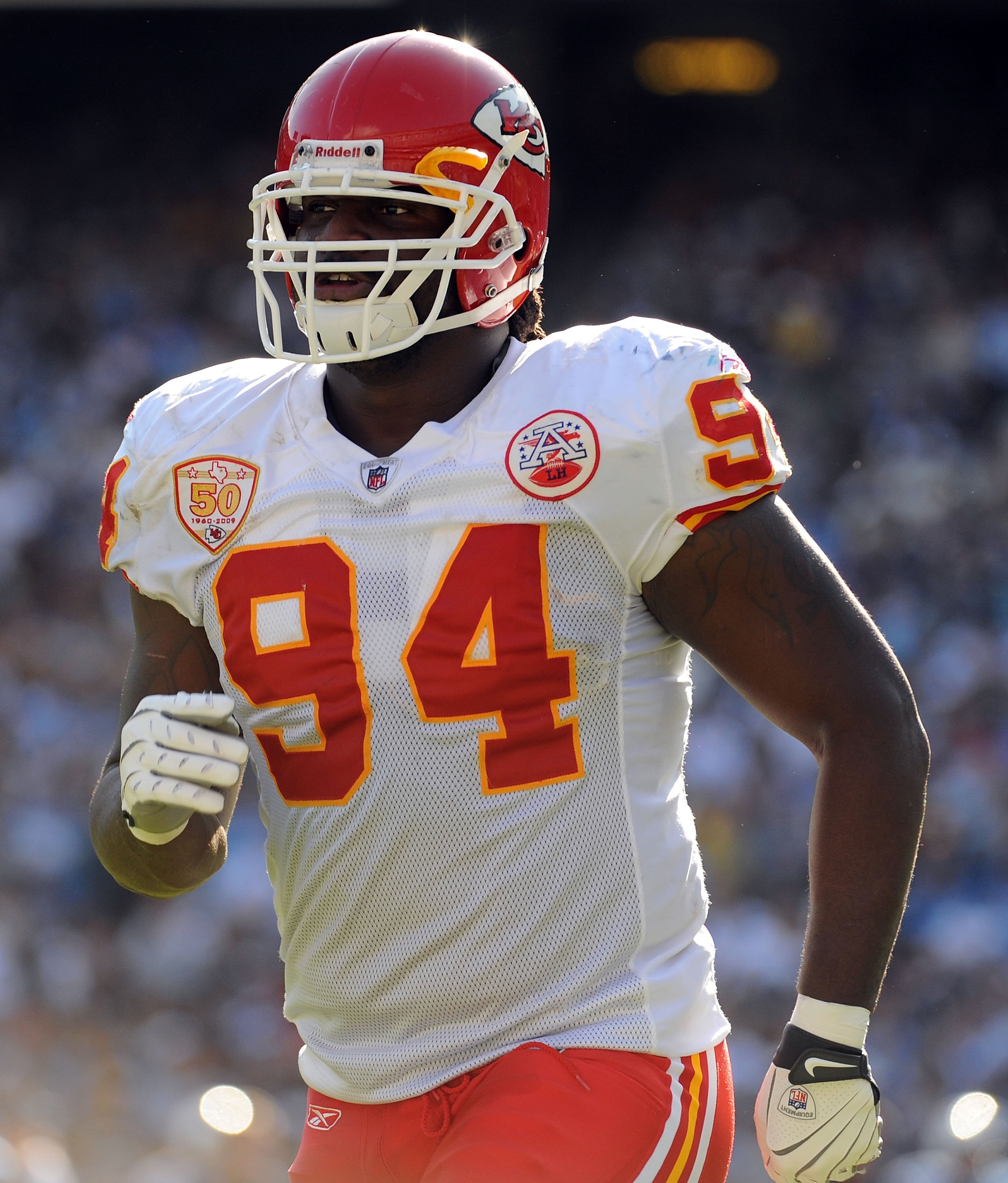 SAN DIEGO - NOVEMBER 29: Tyson Jackson #94 of the Kansas City Chiefs leaves the field in the game against the San Diego Chargers at Qualcomm Stadium on November 29, 2009 in San Diego, California. (Photo by Harry How/Getty Images) SAN DIEGO - NOVEMBER 29: Tyson Jackson #94 of the Kansas City Chiefs leaves the field in the game against the San Diego Chargers at Qualcomm Stadium on November 29, 2009 in San Diego, California. (Photo by Harry How/Getty Images)