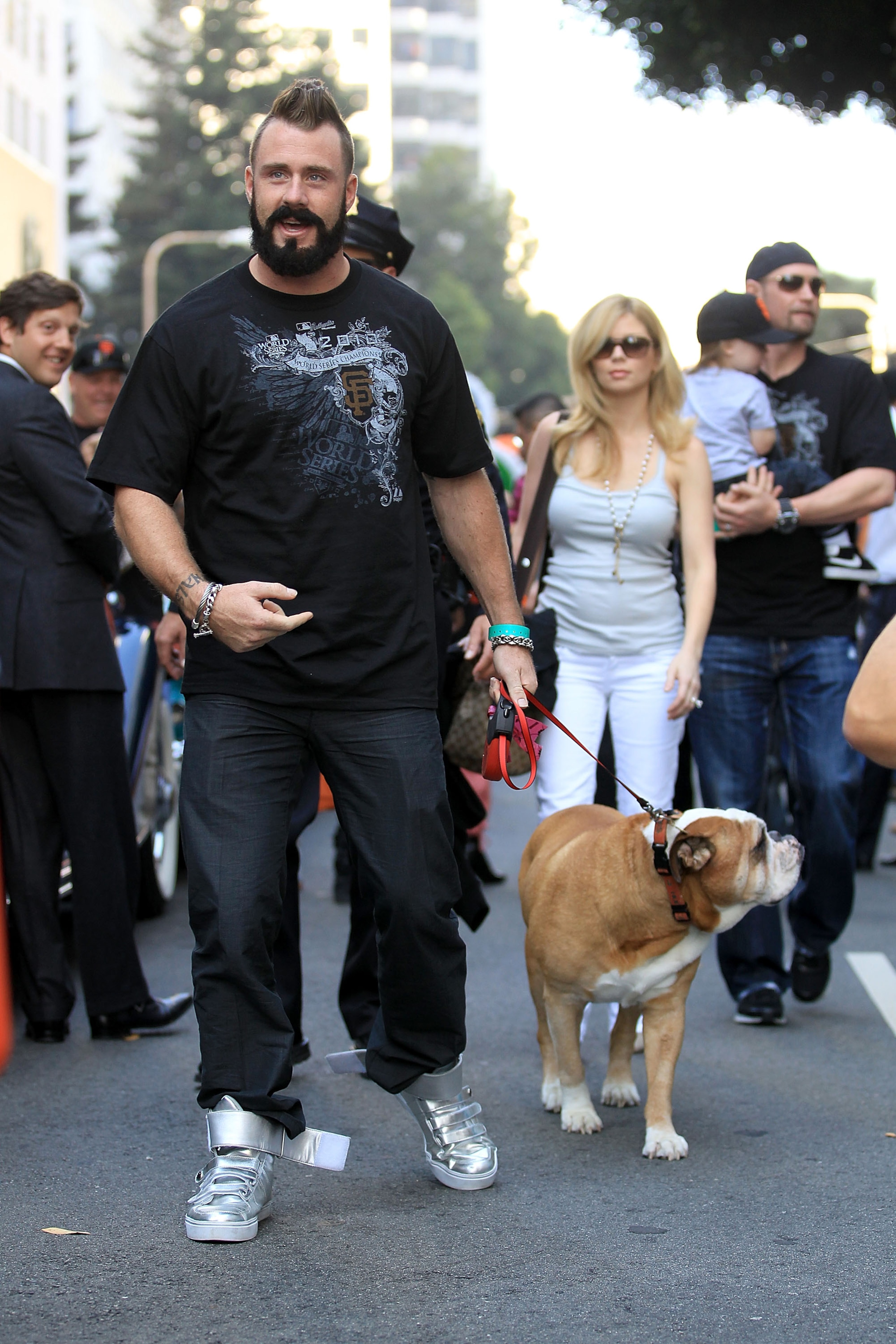 SAN FRANCISCO - NOVEMBER 03: Pitcher Brian Wilson of the San Francisco Giants walks down the street to the start of the San Francisco Giants victory parade on November 3, 2010 in San Francisco, California. (Photo by Ezra Shaw/Getty Images) SAN FRANCISCO - NOVEMBER 03: Pitcher Brian Wilson of the San Francisco Giants walks down the street to the start of the San Francisco Giants victory parade on November 3, 2010 in San Francisco, California. (Photo by Ezra Shaw/Getty Images)