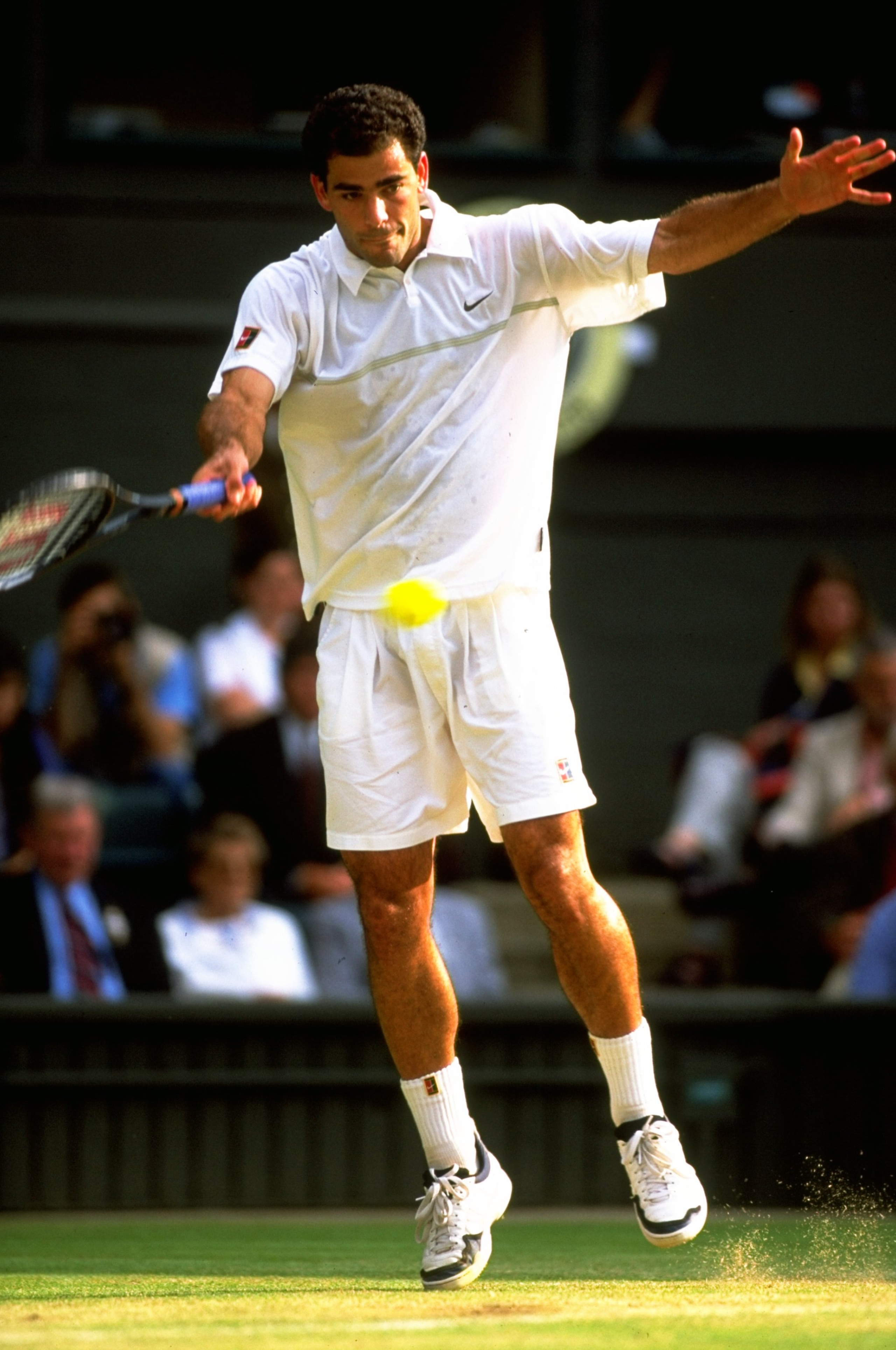 3 Jul 1998:   Pete Sampras plays a forehand during the 1998 Wimbledon Championships played at Wimbledon, London, England.  \ Mandatory Credit: Gary M Prior/Allsport