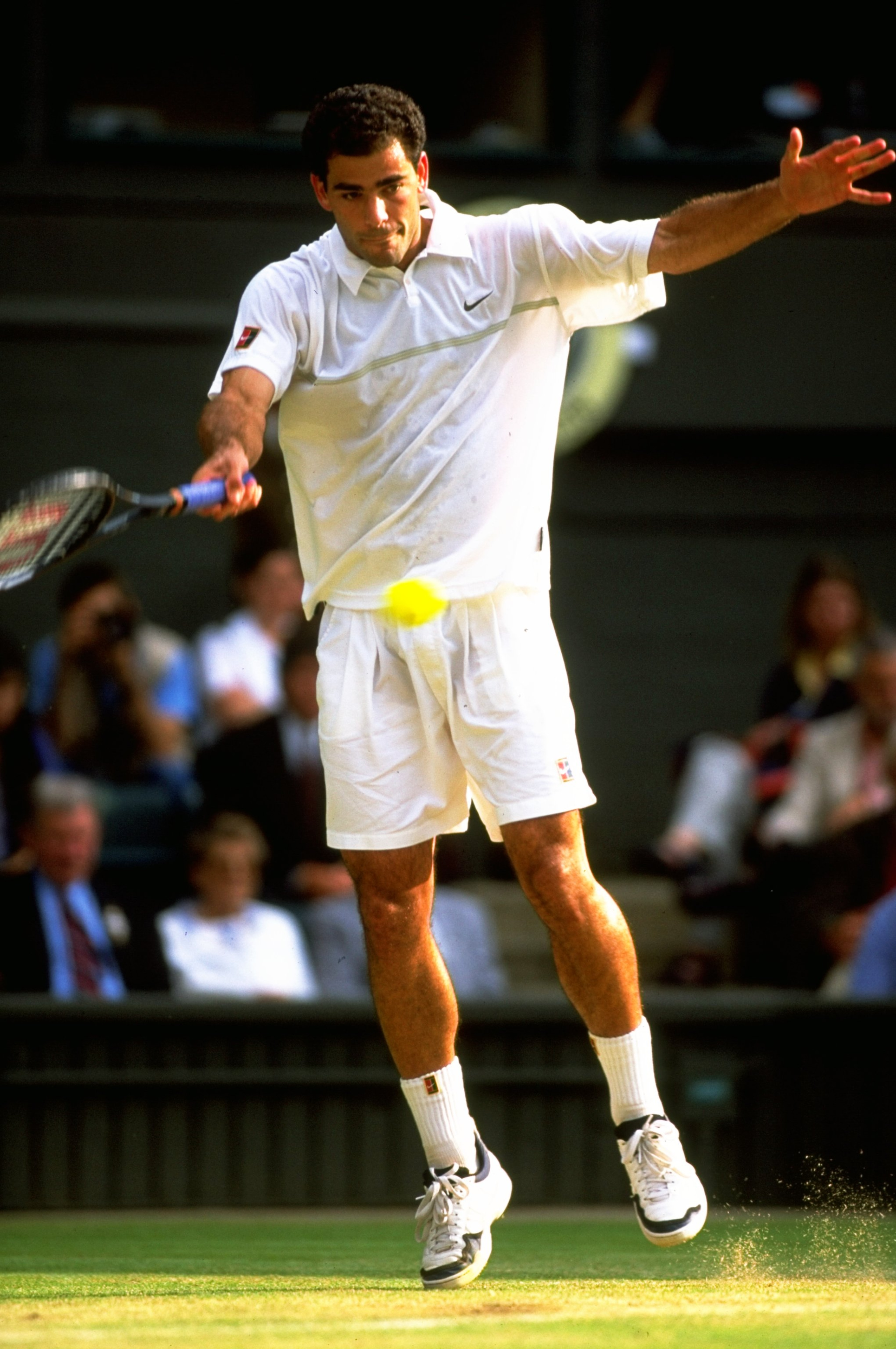 3 Jul 1998:   Pete Sampras plays a forehand during the 1998 Wimbledon Championships played at Wimbledon, London, England.  \ Mandatory Credit: Gary M Prior/Allsport