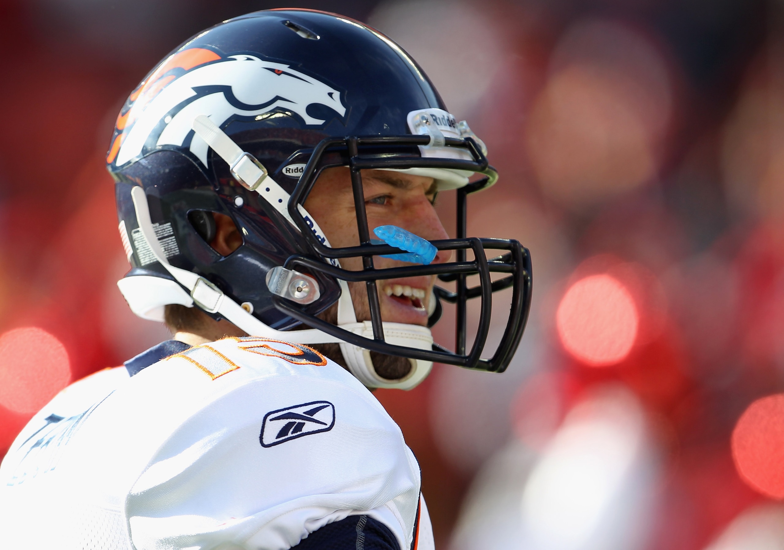 KANSAS CITY, MO - DECEMBER 05:  Quarterback Tim Tebow #15 of the Denver Broncos during warm-ups prior to the start of the game against the Kansas City Chiefs on December 5, 2010 at Arrowhead Stadium in Kansas City, Missouri.  (Photo by Jamie Squire/Getty