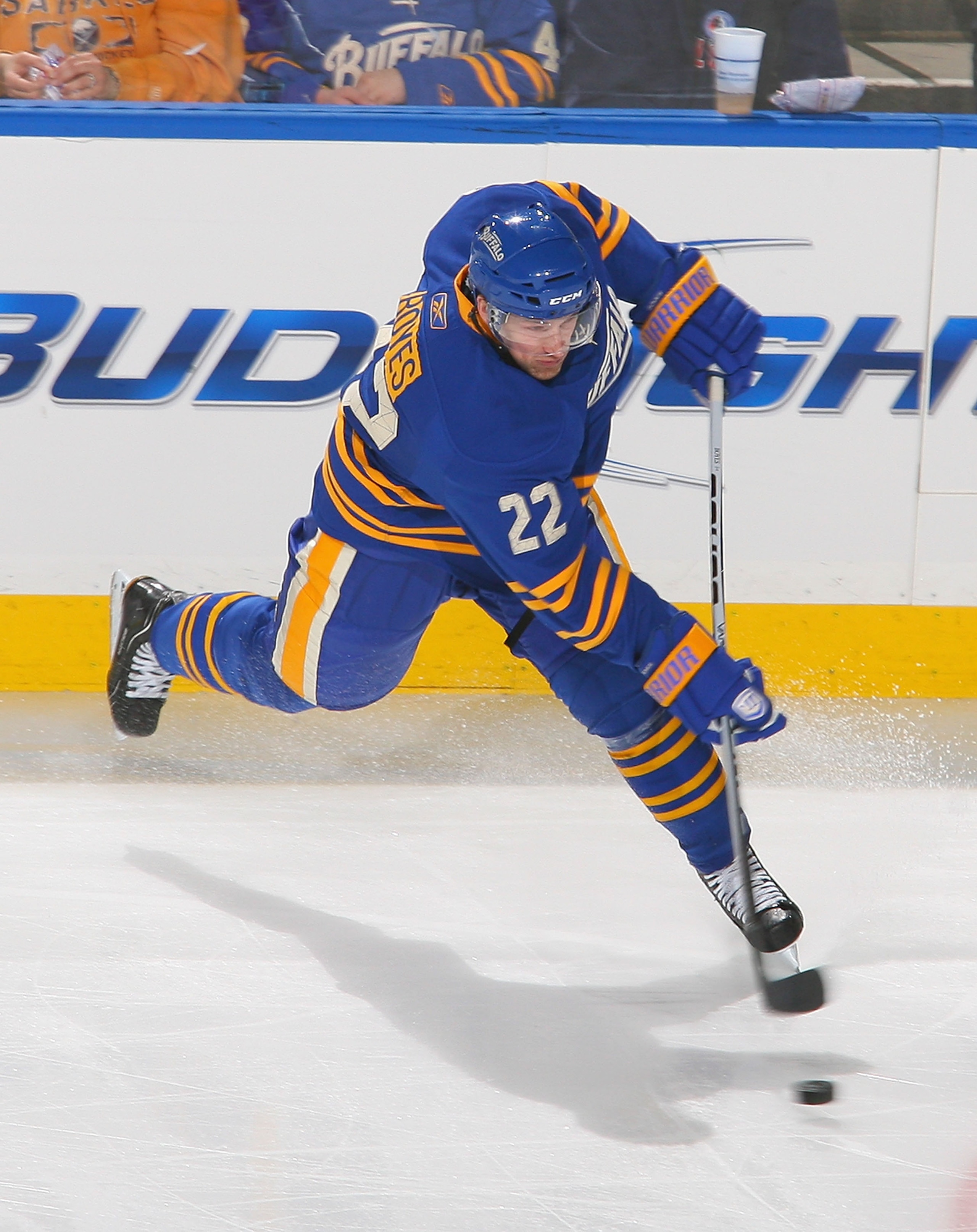 BUFFALO, NY - MARCH 15: Brad Boyes #22 of the Buffalo Sabres shoots against the Carolina Hurricanes at HSBC Arena on March 15, 2011 in Buffalo, New York.  (Photo by Rick Stewart/Getty Images)