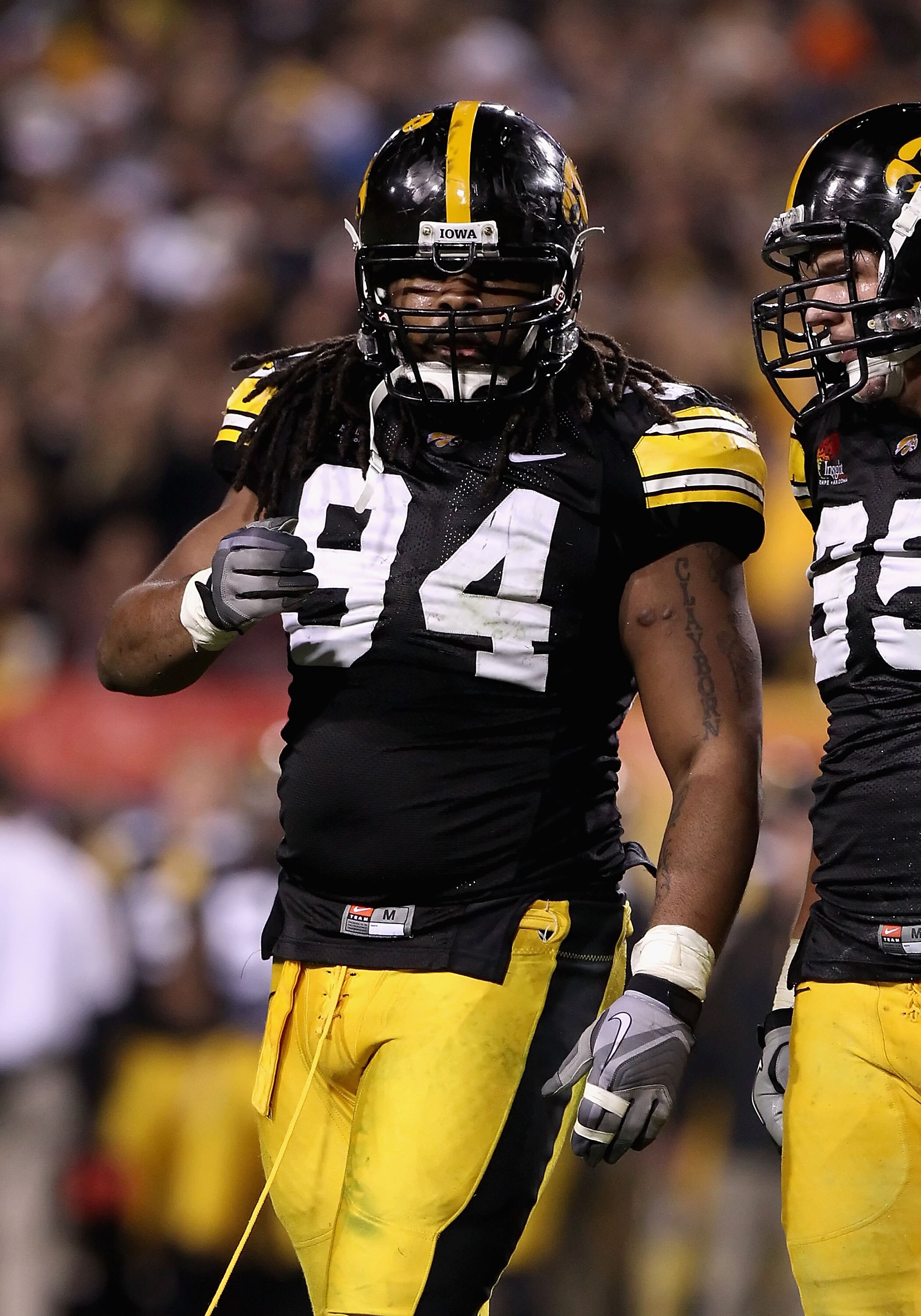 TEMPE, AZ - DECEMBER 28:  Defensive end Adrian Clayborn #94 of the Iowa Hawkeyes during the Insight Bowl against the Missouri Tigers at Sun Devil Stadium on December 28, 2010 in Tempe, Arizona. The Hawkeyes defeated the Tigers 27-24.  (Photo by Christian