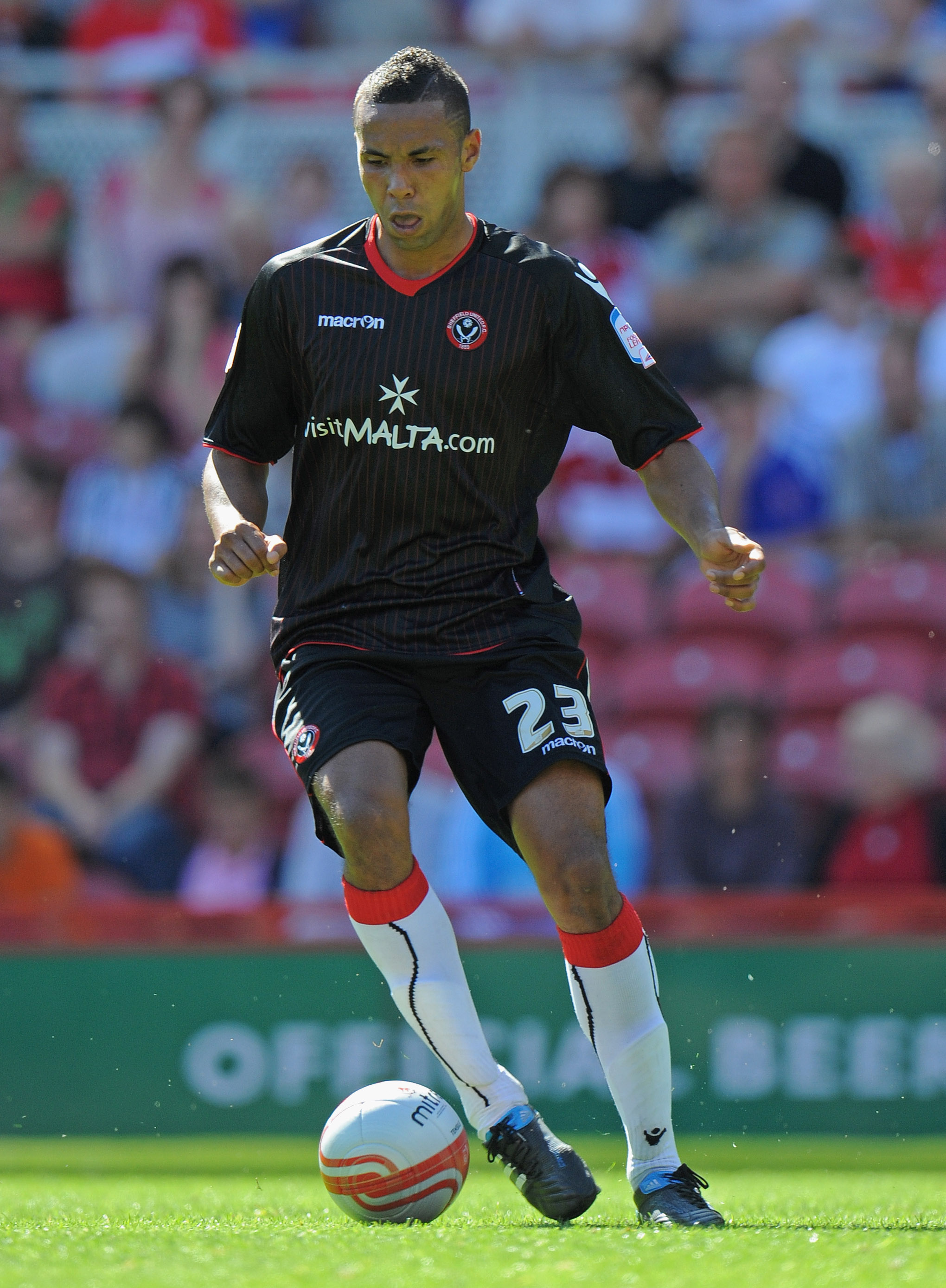 MIDDLESBROUGH, ENGLAND - AUGUST 22: Kyle Bartley of Sheffield United in action during the npower Championship match between Middlesbrough and Sheffield United at the Riverside Stadium on August 22, 2010 in Middlesbrough, England.  (Photo by Michael Regan/