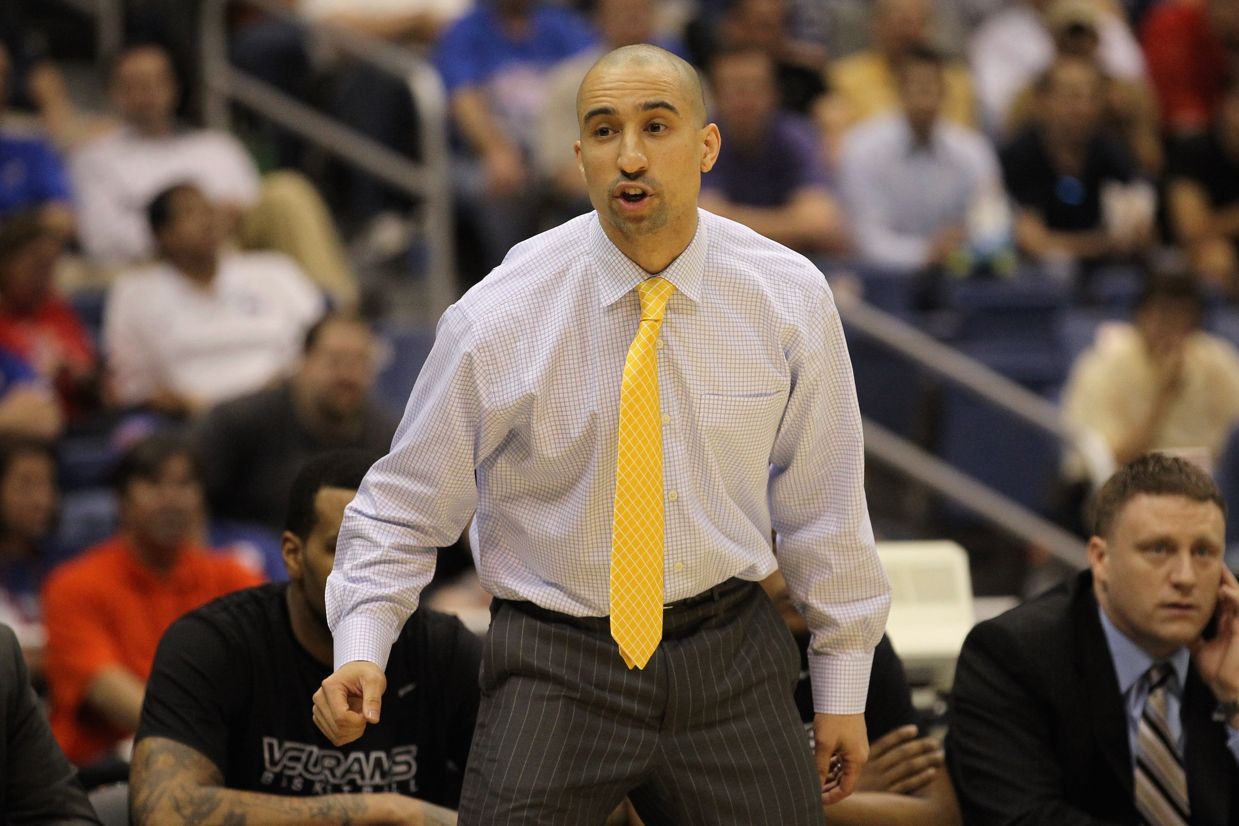 SAN ANTONIO, TX - MARCH 25:  Head coach Shaka Smart of the Virginia Commonwealth Rams looks on during the southwest regional of the 2011 NCAA men's basketball tournament against the Florida State Seminoles at the Alamodome on March 25, 2011 in San Antonio