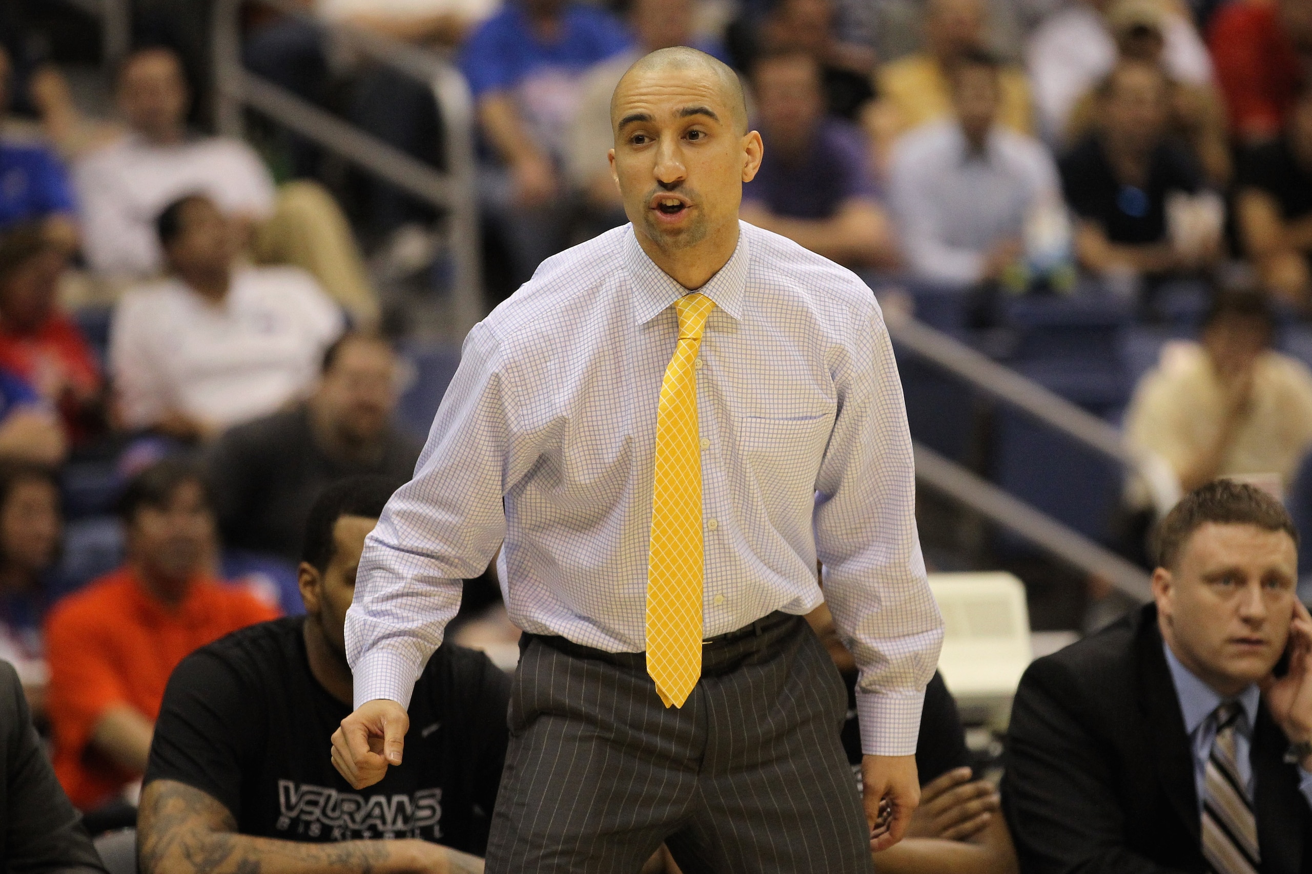 SAN ANTONIO, TX - MARCH 25:  Head coach Shaka Smart of the Virginia Commonwealth Rams looks on during the southwest regional of the 2011 NCAA men's basketball tournament against the Florida State Seminoles at the Alamodome on March 25, 2011 in San Antonio