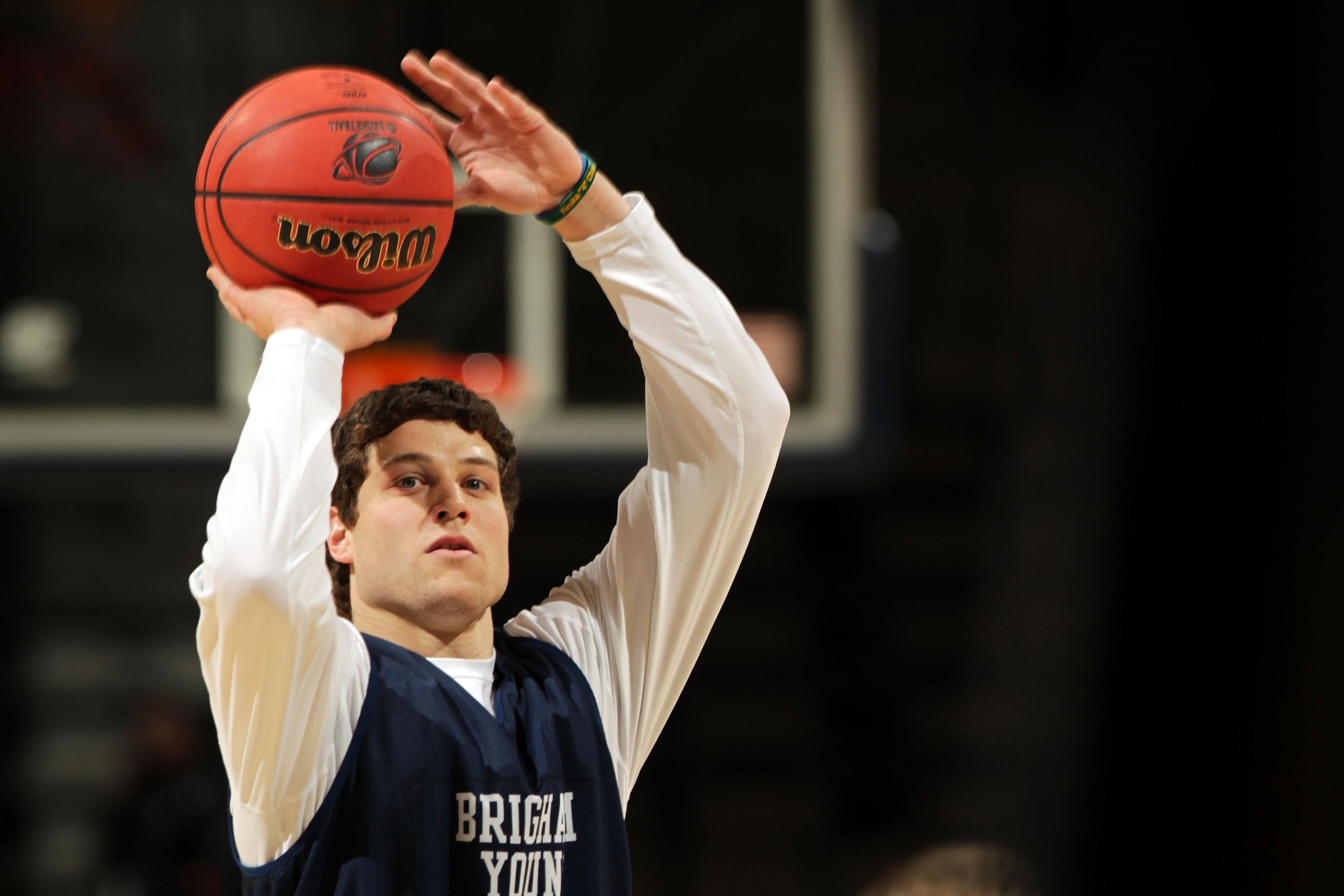 DENVER, CO - MARCH 16:  Jimmer Fredette #32 of the Brigham Young Cougars takes part in practice prior to their second round NCAA Men's Basketball Tournament game at the Pepsi Center on March 16, 2011 in Denver, Colorado.  (Photo by Doug Pensinger/Getty Im