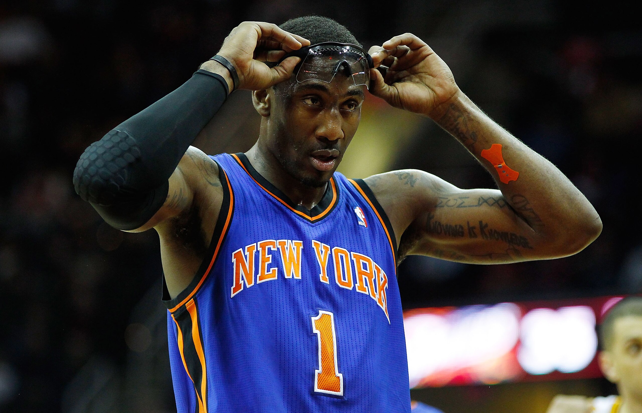 CLEVELAND, OH - FEBRUARY 25:  Amar'e Stoudemire #1 of the New York Knicks stands at the free throw line during the game against the Cleveland Cavaliers on February 25, 2011 at Quicken Loans Arena in Cleveland, Ohio. NOTE TO USER: User expressly acknowledg