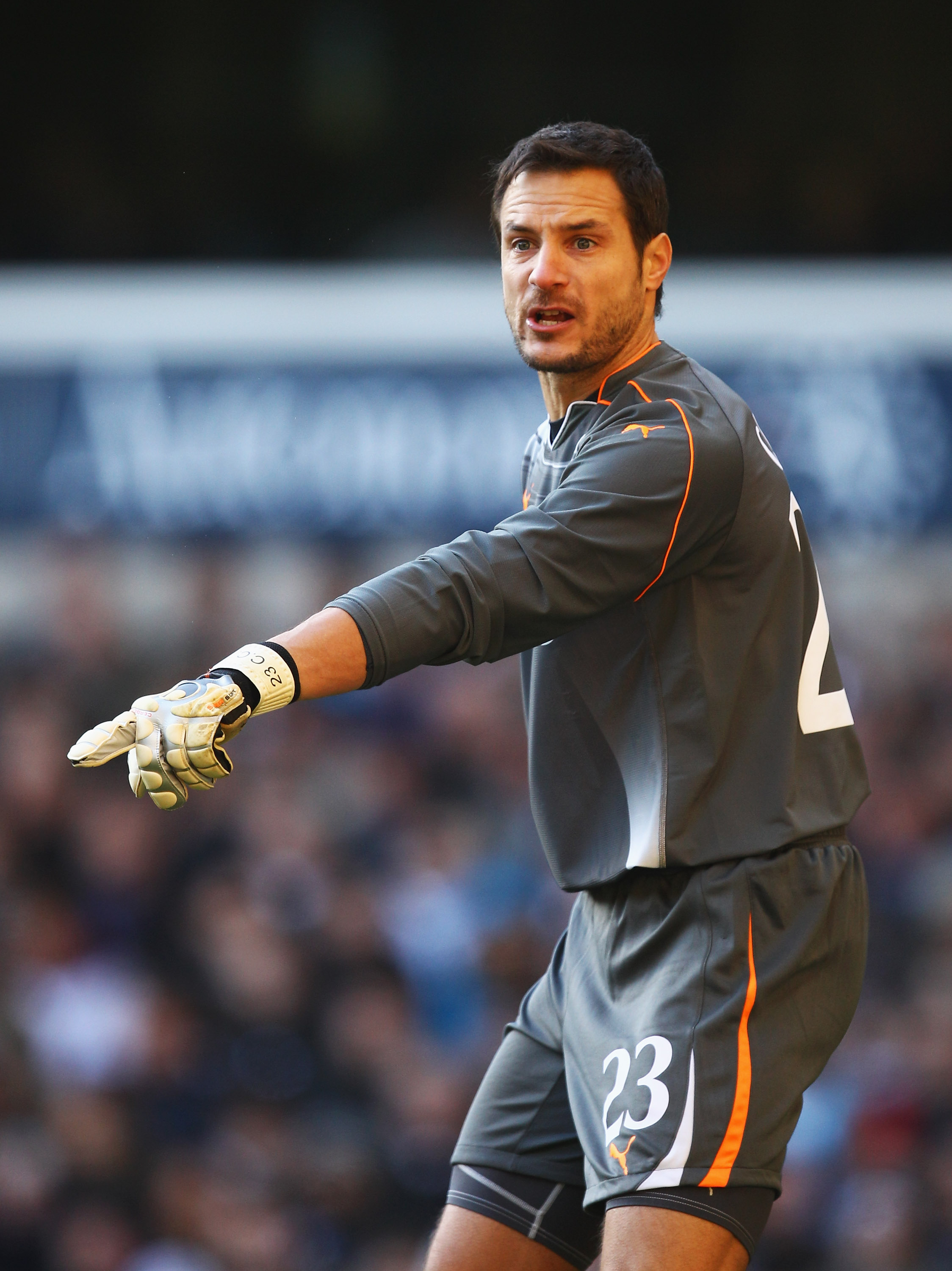 LONDON, ENGLAND - JANUARY 09: Goalkeeper Carlo Cudicini of Tottenham Hotspur gives instructions during the FA Cup sponsored by E.ON 3rd Round match between Tottenham Hotspur and Charlton Athletic at White Hart Lane on January 9, 2011 in London, England.
