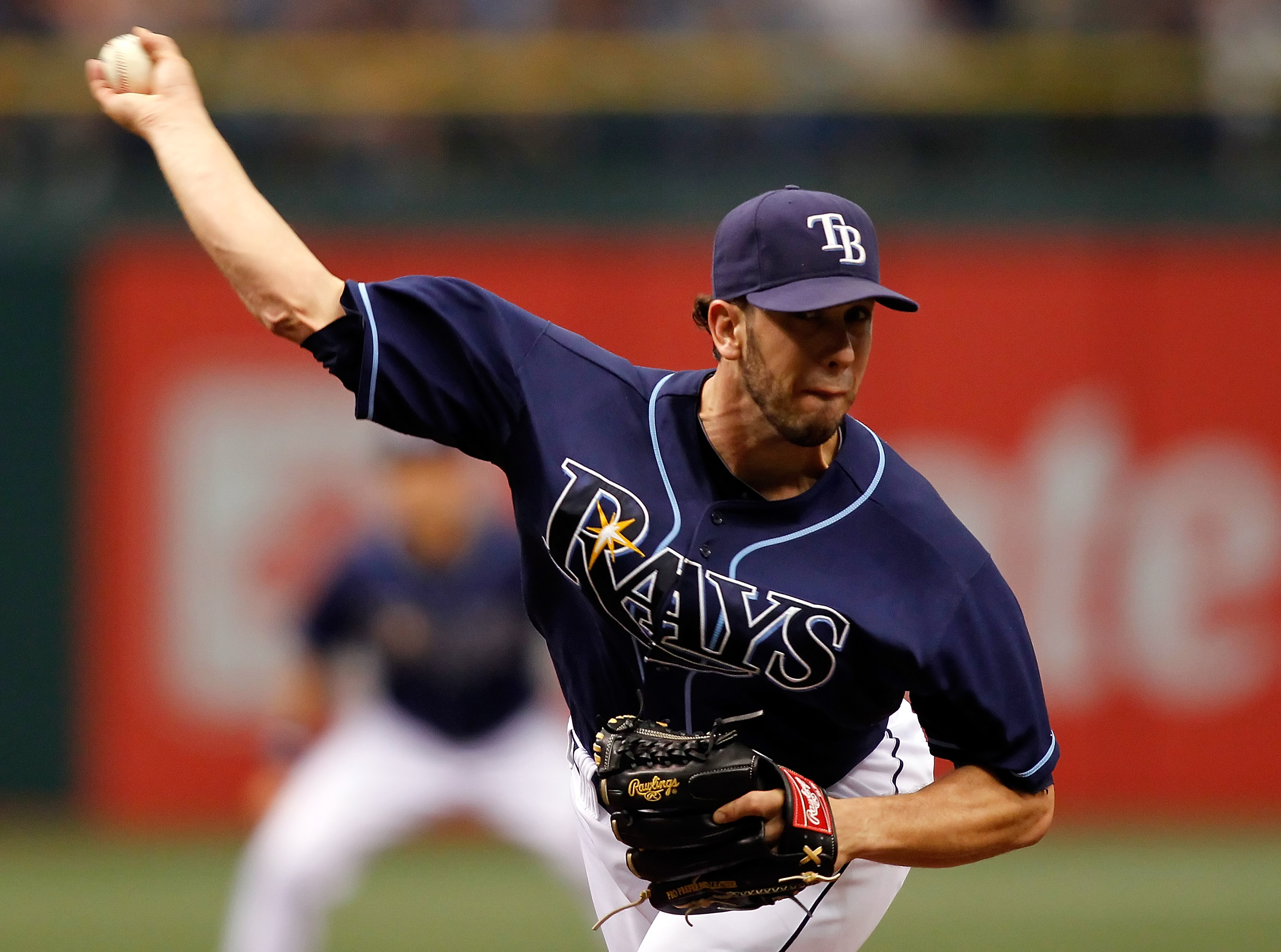 ST PETERSBURG, FL - OCTOBER 07:  Pitcher James Shields #33 of the Tampa Bay Rays pitches against the Texas Rangers during Game 2 of the ALDS at Tropicana Field on October 7, 2010 in St. Petersburg, Florida.  (Photo by J. Meric/Getty Images)