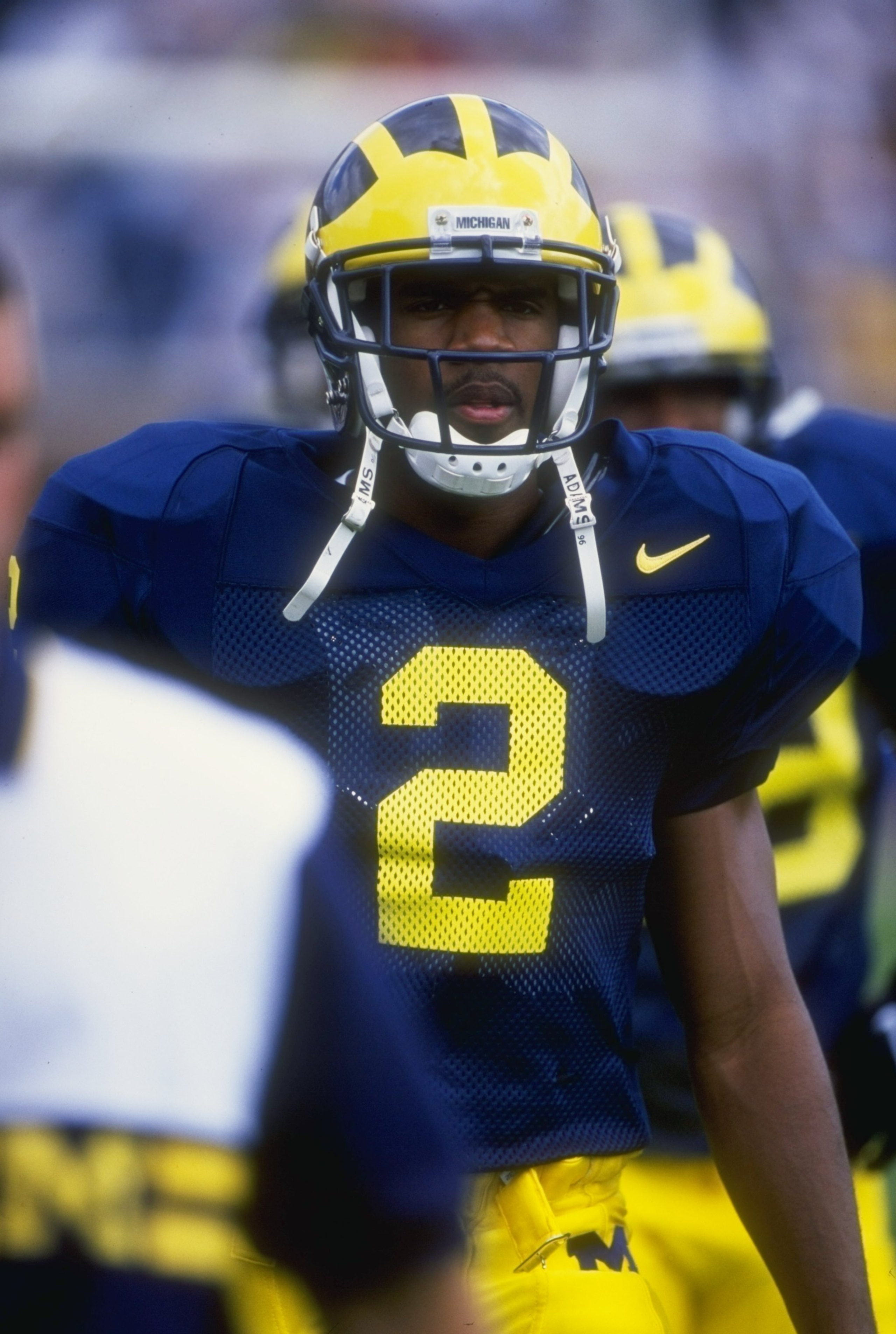 13 Sep 1998:  Charles Woodson #2 of Michigan looks on during a game against Colorado at Michigan Stadium in Ann Arbor, Michigan.  Michigan defeated Colorado 27-3. Mandatory Credit: Jonathan Daniel  /Allsport