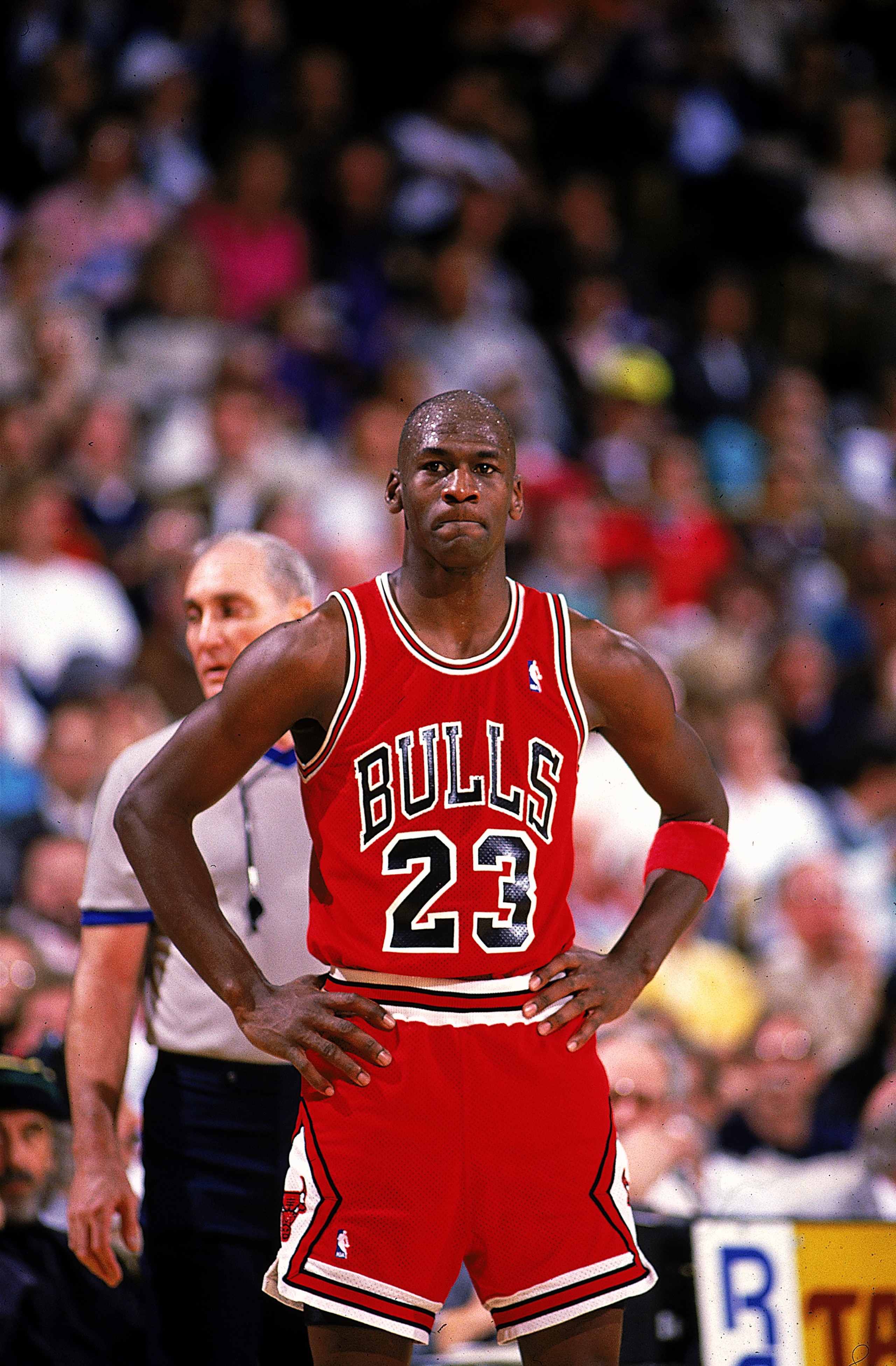 1990: Michael Jordan #23 of the Chicago Bulls looks on during the game. Mandatory Credit: Ken Levine /Allsport 1990: Michael Jordan #23 of the Chicago Bulls looks on during the game. Mandatory Credit: Ken Levine /Allsport