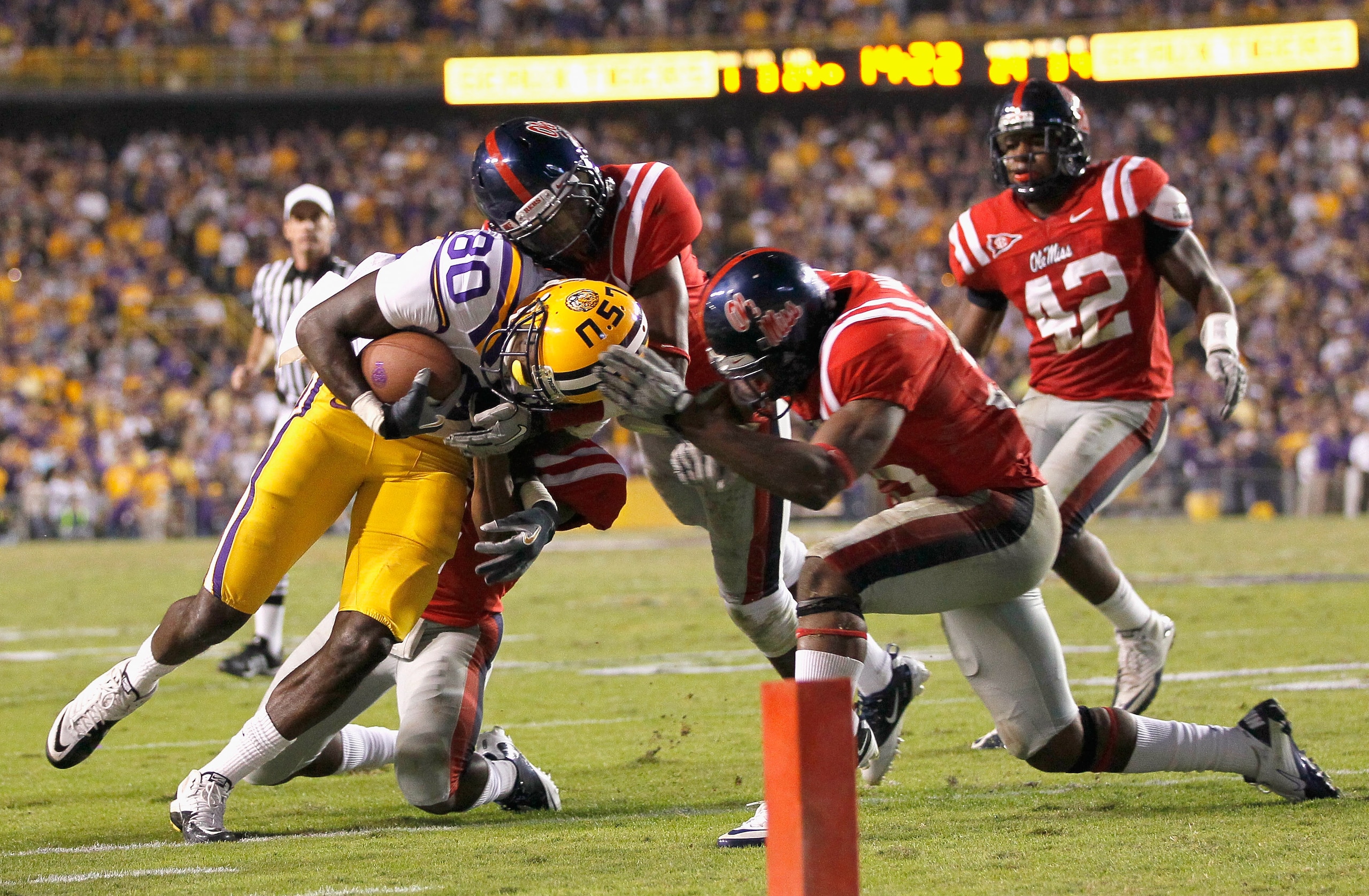 BATON ROUGE, LA - NOVEMBER 20:  Terrence Toliver #80 of the Louisiana State University Tigers against the Ole Miss Rebels at Tiger Stadium on November 20, 2010 in Baton Rouge, Louisiana.  (Photo by Kevin C. Cox/Getty Images)