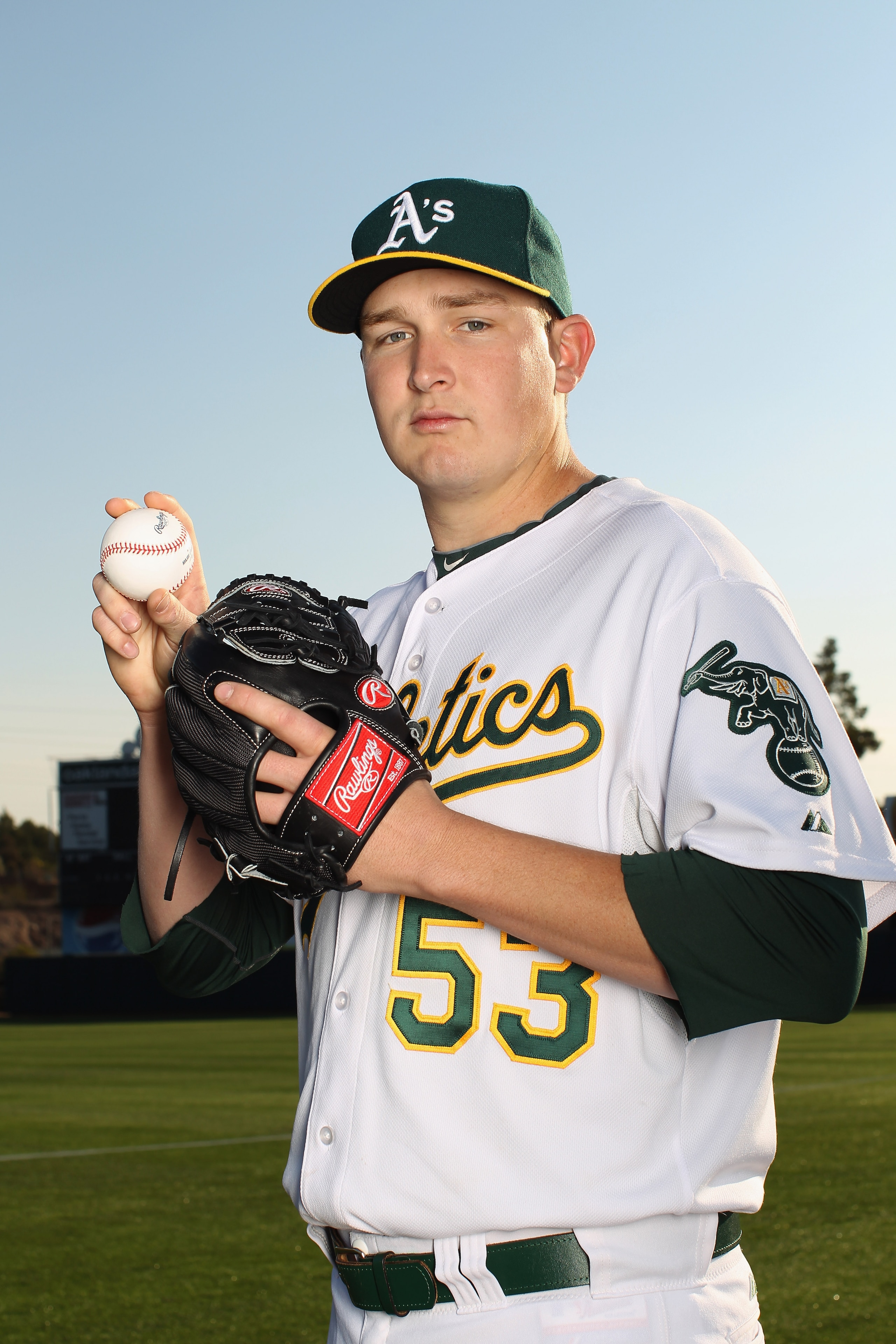 PHOENIX, AZ - FEBRUARY 24: Trevor Cahill #53 of the Oakland Athletics poses for a portrait during media photo day at Phoenix Municipal Stadium on February 24, 2011 in Phoenix, Arizona. (Photo by Ezra Shaw/Getty Images) PHOENIX, AZ - FEBRUARY 24: Trevor Cahill #53 of the Oakland Athletics poses for a portrait during media photo day at Phoenix Municipal Stadium on February 24, 2011 in Phoenix, Arizona. (Photo by Ezra Shaw/Getty Images)