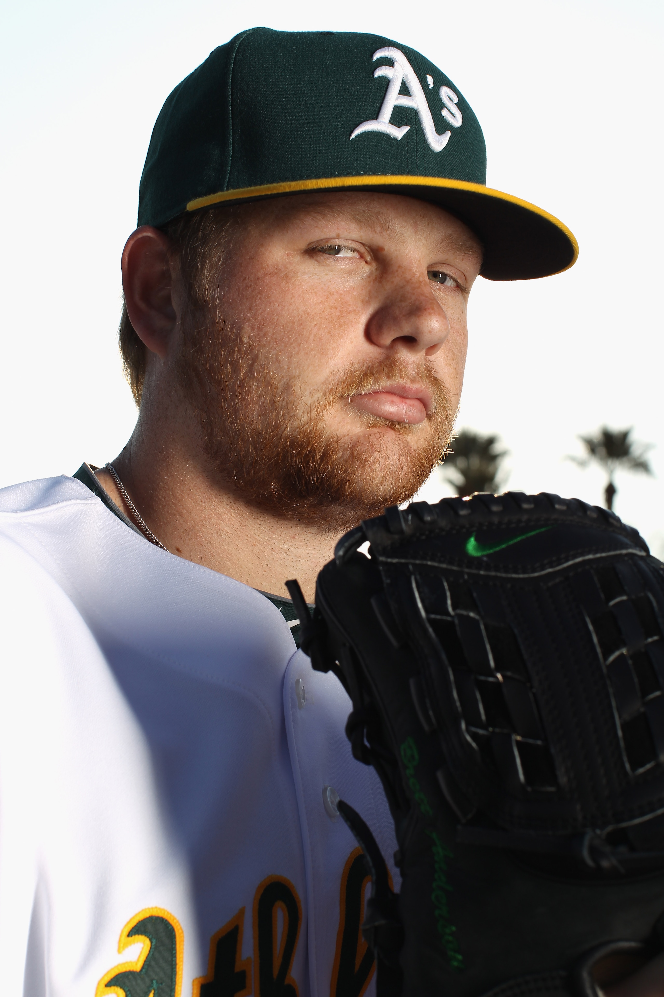 PHOENIX, AZ - FEBRUARY 24: Brett Anderson #49 of the Oakland Athletics poses for a portrait during media photo day at Phoenix Municipal Stadium on February 24, 2011 in Phoenix, Arizona. (Photo by Ezra Shaw/Getty Images) PHOENIX, AZ - FEBRUARY 24: Brett Anderson #49 of the Oakland Athletics poses for a portrait during media photo day at Phoenix Municipal Stadium on February 24, 2011 in Phoenix, Arizona. (Photo by Ezra Shaw/Getty Images)