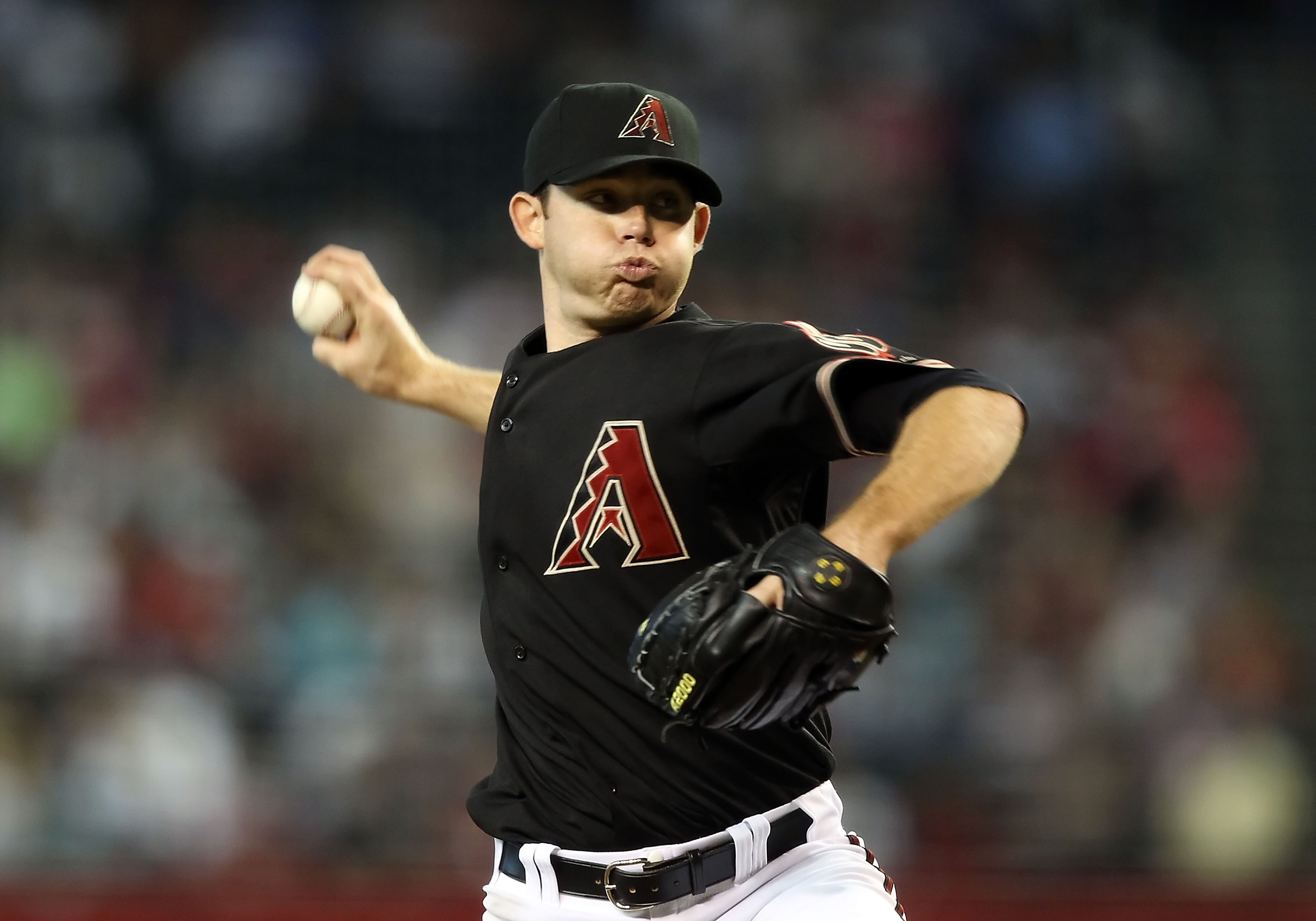 PHOENIX - JULY 10:  Starting pitcher Ian Kennedy #31 of the Arizona Diamondbacks pitches against the Florida Marlins during the Major League Baseball game at Chase Field on July 10, 2010 in Phoenix, Arizona.  (Photo by Christian Petersen/Getty Images)