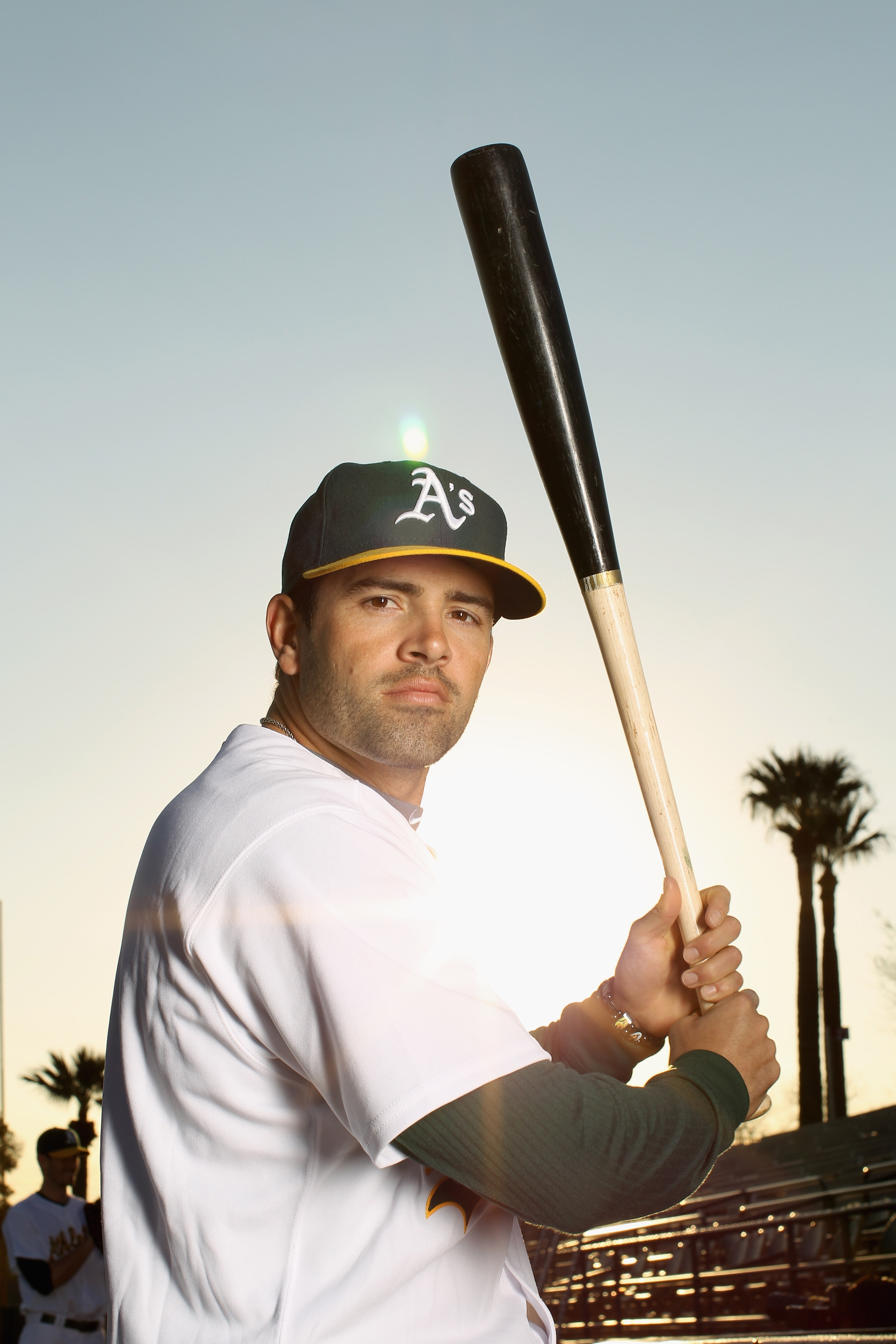 PHOENIX, AZ - FEBRUARY 24:  David DeJesus #12 of the Oakland Athletics poses for a portrait during media photo day at Phoenix Municipal Stadium on February 24, 2011 in Phoenix, Arizona.  (Photo by Ezra Shaw/Getty Images)