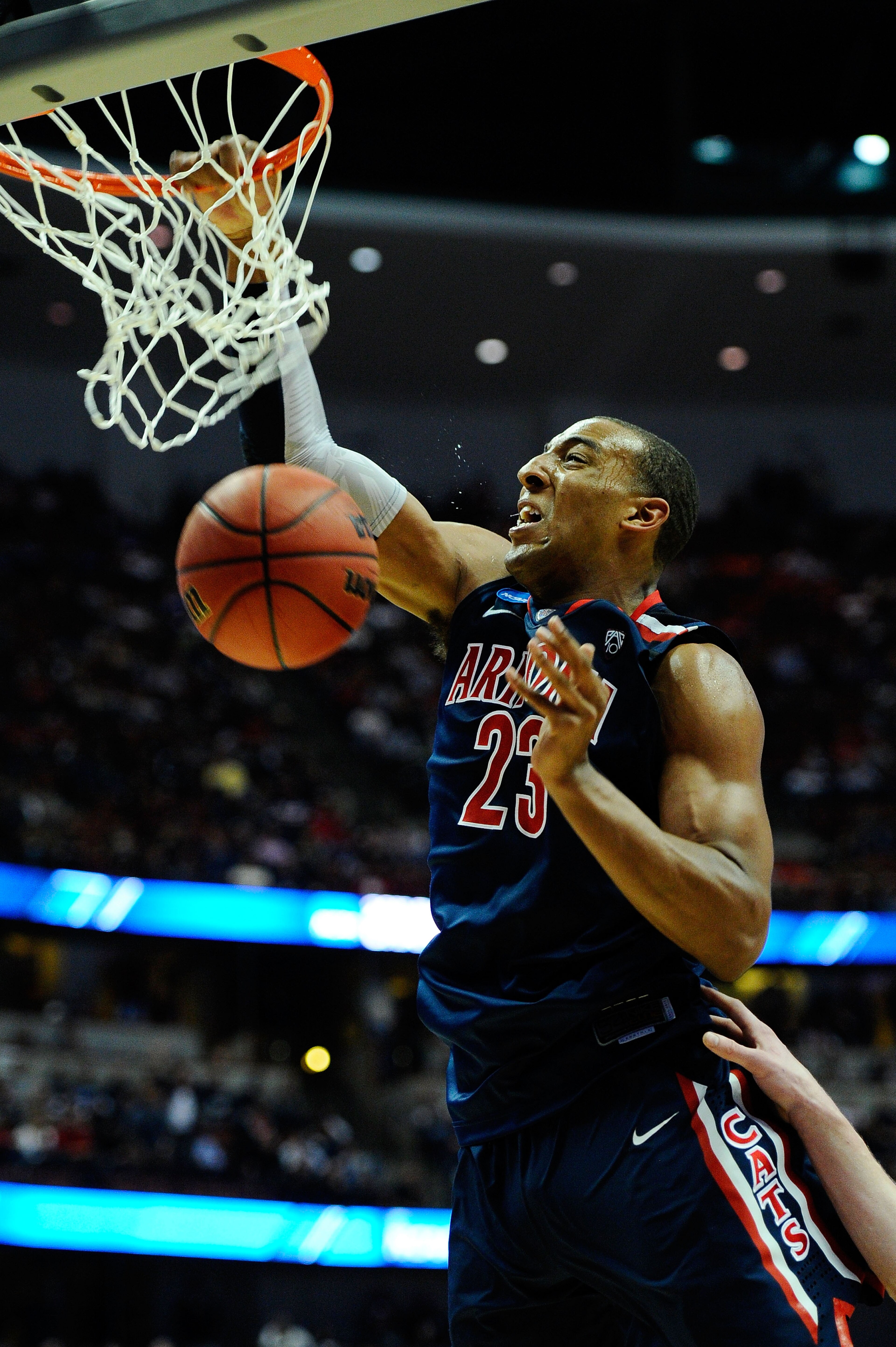 ANAHEIM, CA - MARCH 24: Derrick Williams #23 of the Arizona Wildcats dunks the ball against the Duke Blue Devils during the west regional semifinal of the 2011 NCAA men's basketball tournament at the Honda Center on March 24, 2011 in Anaheim, California. ANAHEIM, CA - MARCH 24: Derrick Williams #23 of the Arizona Wildcats dunks the ball against the Duke Blue Devils during the west regional semifinal of the 2011 NCAA men's basketball tournament at the Honda Center on March 24, 2011 in Anaheim, California.