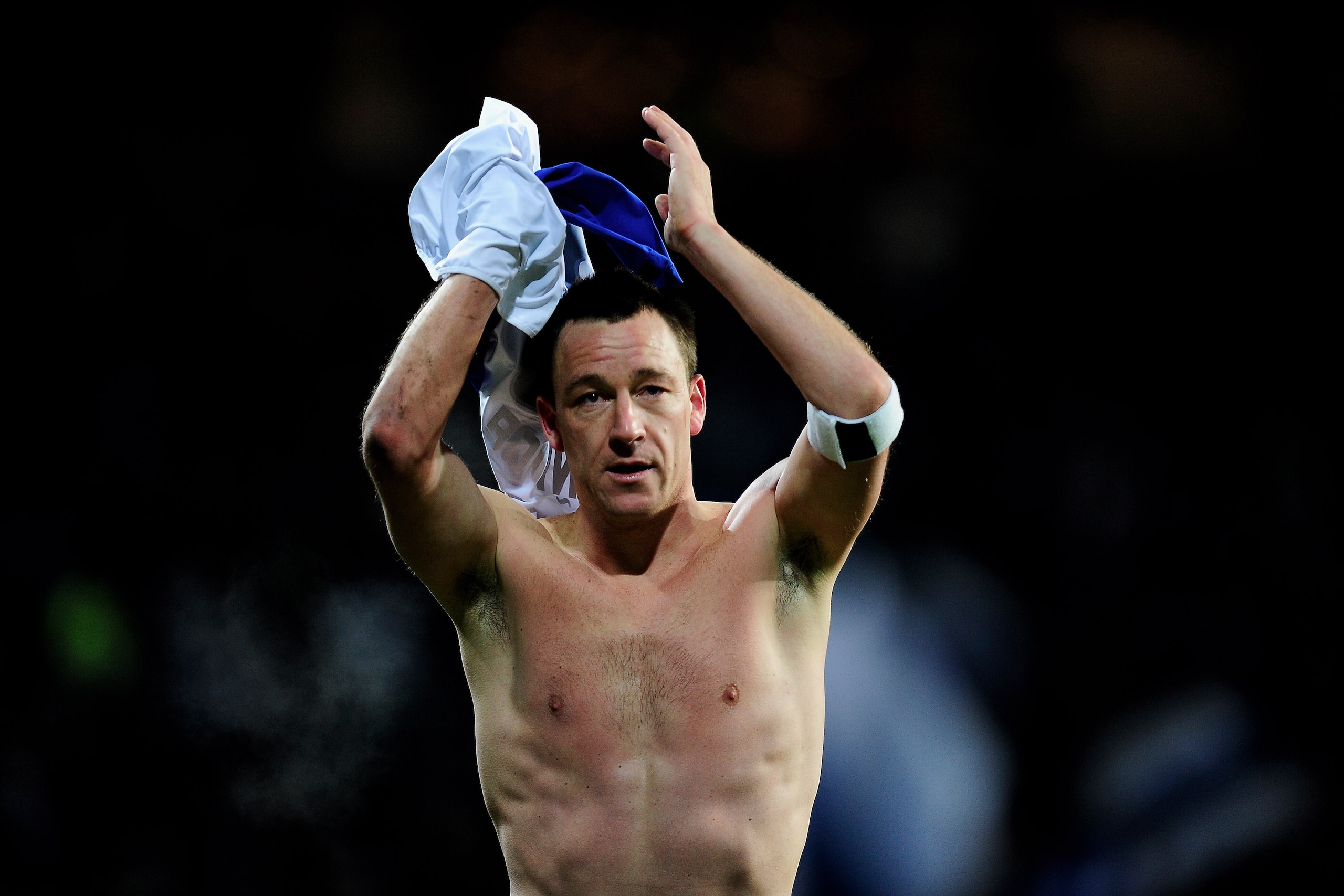 COPENHAGEN, DENMARK - FEBRUARY 22:  John Terry of Chelsea celebrates at the end of the UEFA Champions League round of 16 first leg match between FC Copenhagen and Chelsea at Parken Stadium on February 22, 2011 in Copenhagen, Denmark.  (Photo by Jamie McDo