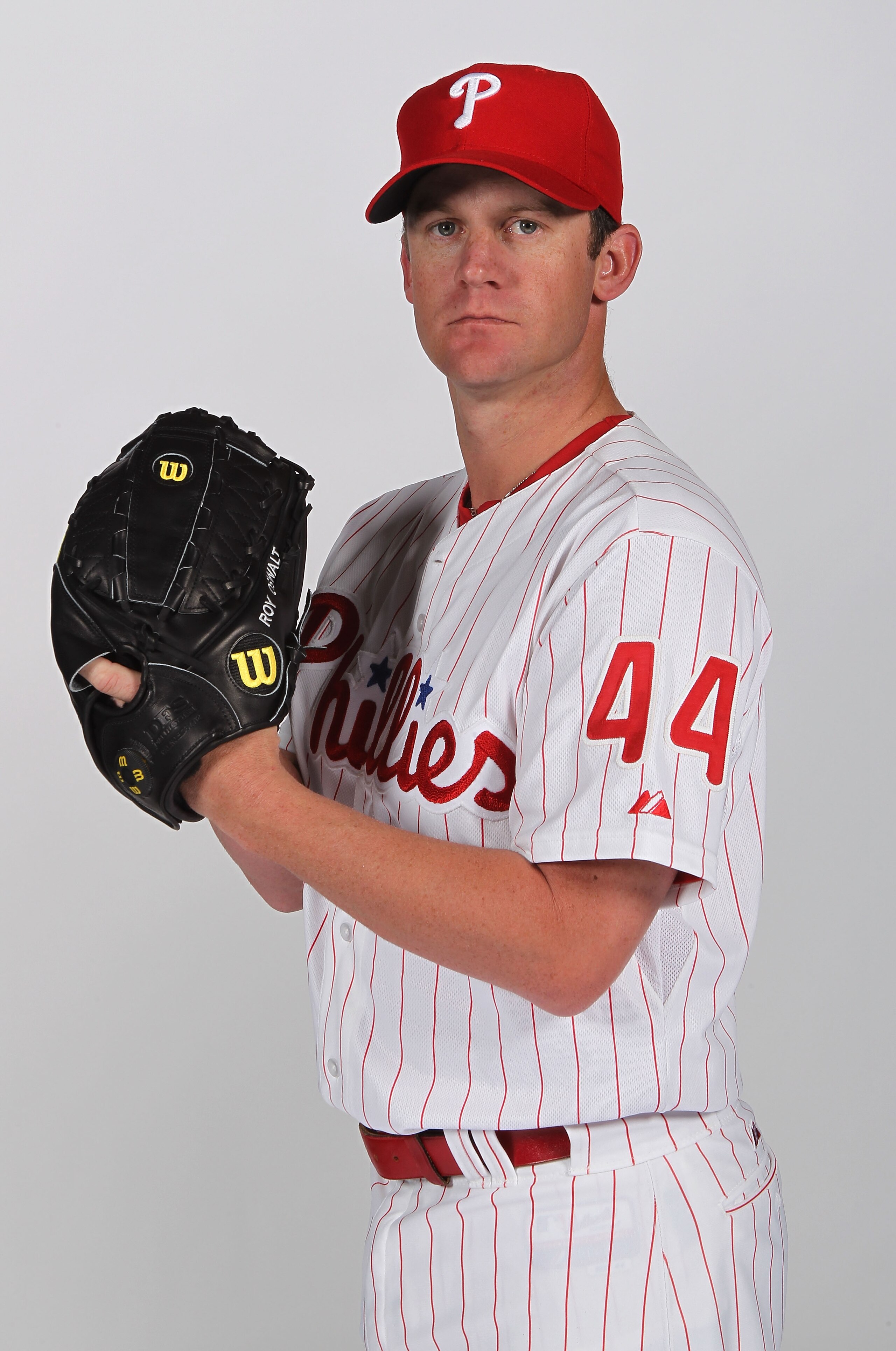 CLEARWATER, FL - FEBRUARY 22:  Roy Oswalt #44 of the Philadelphia Phillies poses for a photo during Spring Training Media Photo Day at Bright House Networks Field on February 22, 2011 in Clearwater, Florida.  (Photo by Nick Laham/Getty Images)