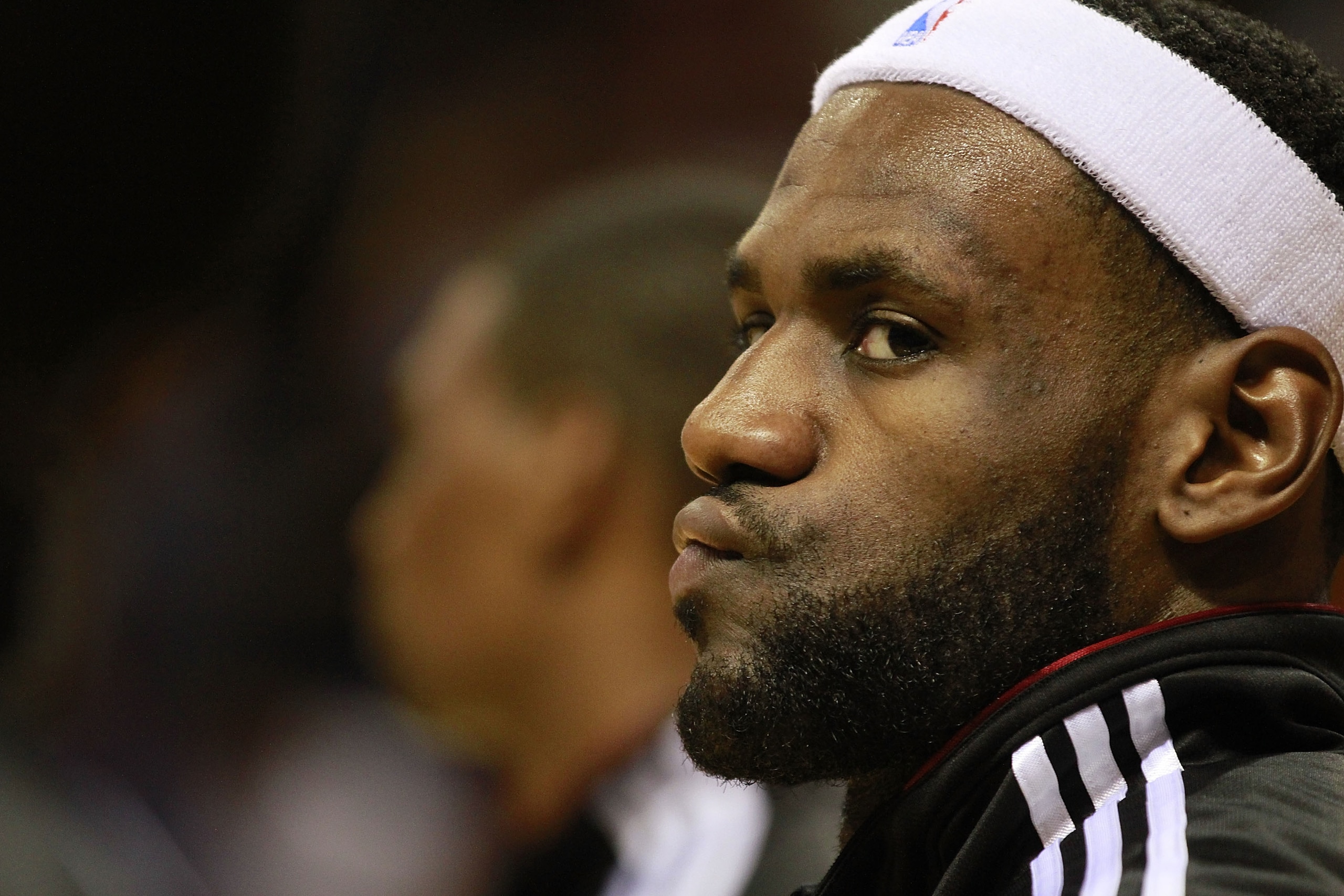 MIAMI, FL - MARCH 25: Forward LeBron James #6 of the Miami Heat is introduced against the Philadelphia Sixers at American Airlines Arena on March 25, 2011 in Miami, Florida. The Heat defeated the Sixers 111-99. NOTE TO USER: User expressly acknowledges a MIAMI, FL - MARCH 25: Forward LeBron James #6 of the Miami Heat is introduced against the Philadelphia Sixers at American Airlines Arena on March 25, 2011 in Miami, Florida. The Heat defeated the Sixers 111-99. NOTE TO USER: User expressly acknowledges a