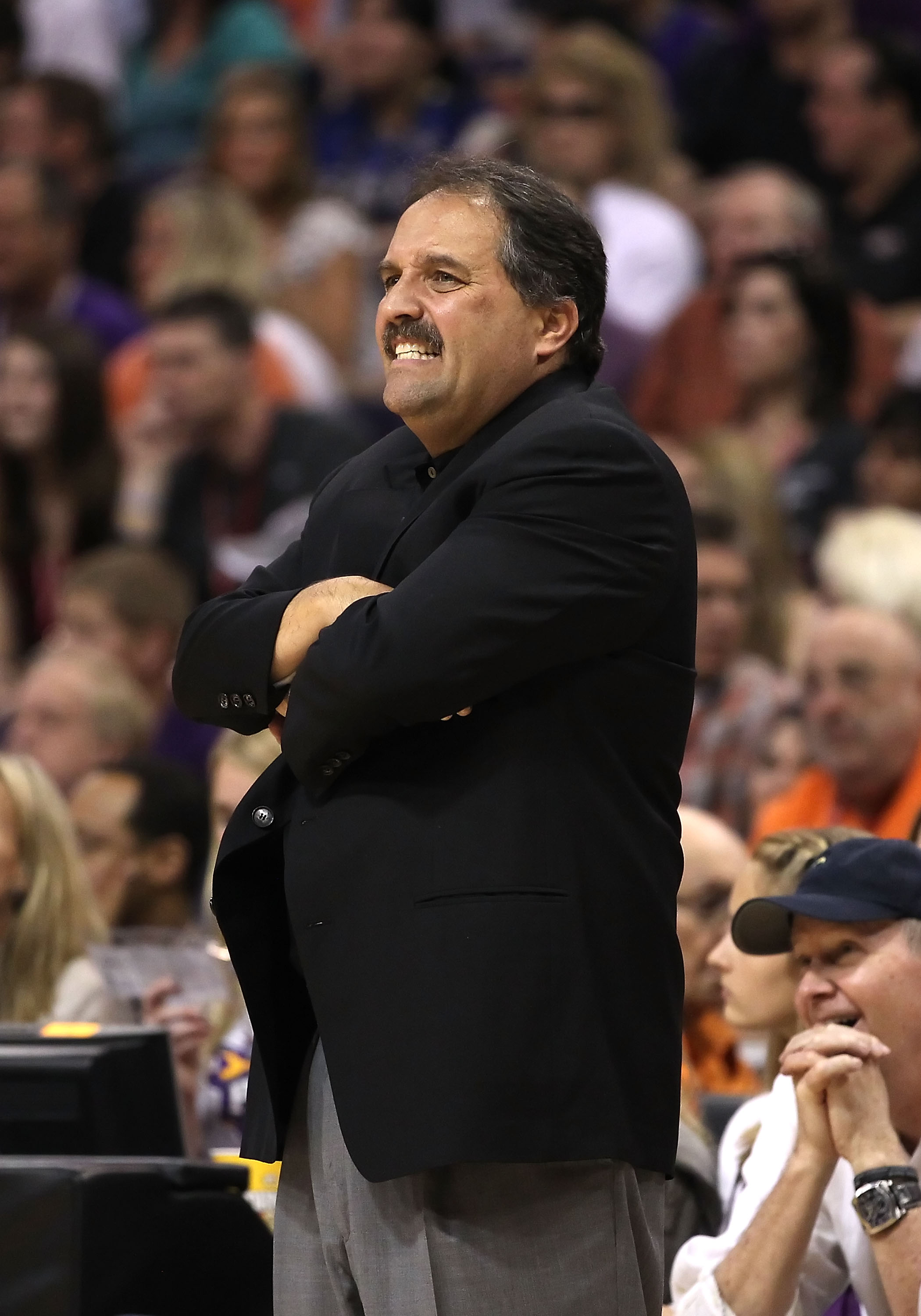 PHOENIX, AZ - MARCH 13: Head coach Stan Van Gundy of the Orlando Magic reacts during the NBA game against the Phoenix Suns at US Airways Center on March 13, 2011 in Phoenix, Arizona. The Magic defeated the Suns 111-88. NOTE TO USER: User expressly ackn