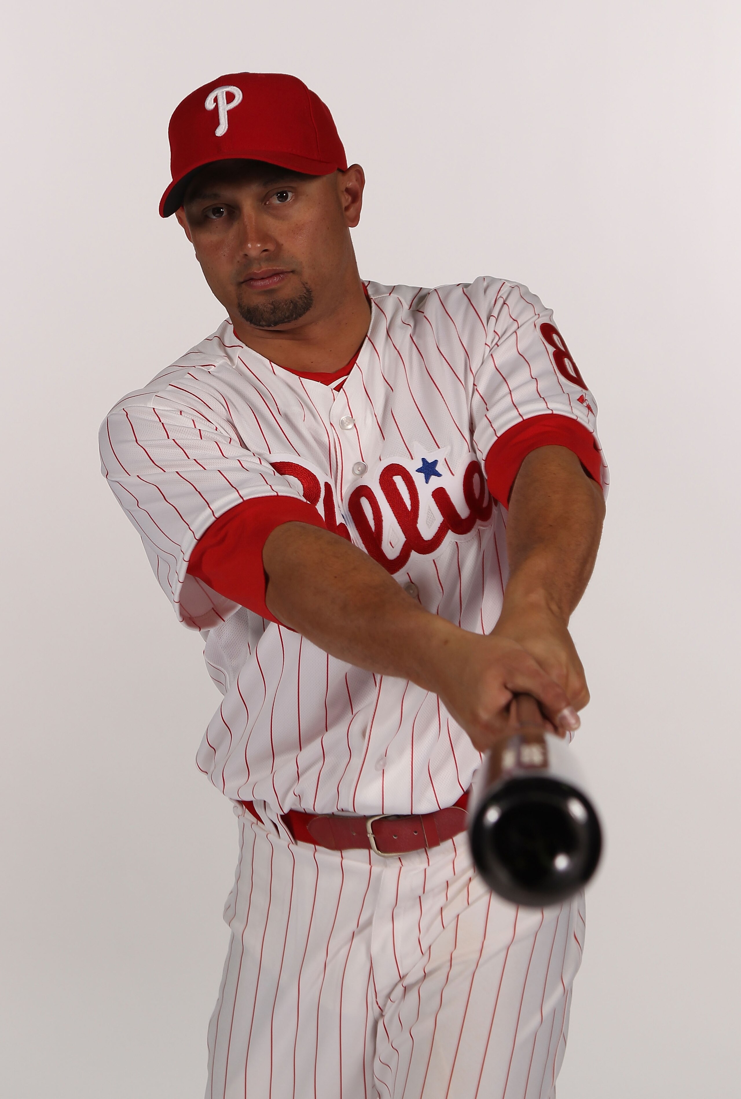 CLEARWATER, FL - FEBRUARY 22:  Shane Victorino #8 of the Philadelphia Phillies poses during Spring Training Media Photo Day at Bright House Networks Field on February 22, 2011 in Clearwater, Florida.  (Photo by Nick Laham/Getty Images)