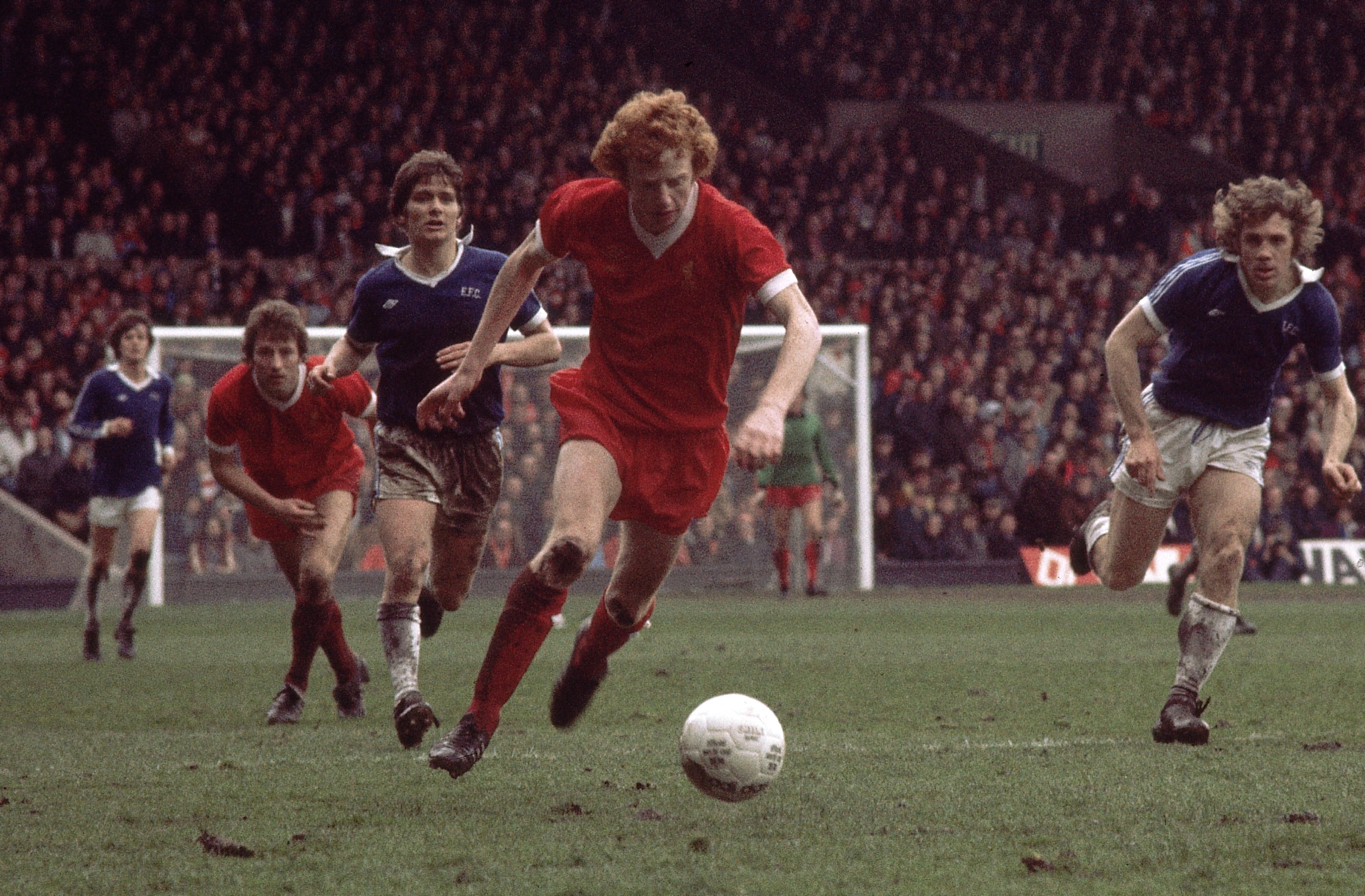 Apr 1977:  David Fairclough of Liverpool in action during the Football League Division One match between Liverpool and Everton at Anfield, Liverpool, England. \ Mandatory Credit: Tony Duffy /Allsport