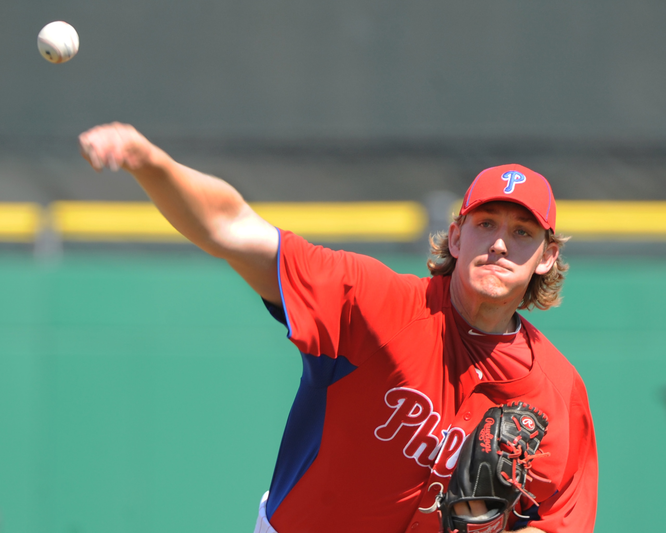 CLEARWATER, FL - FEBRUARY 24:  Pitcher Drew Naylor #64 of the Philadelphia Phillies starts against the Florida State Seminoles February 24, 2011 at Bright House Field in Clearwater, Florida.  (Photo by Al Messerschmidt/Getty Images)
