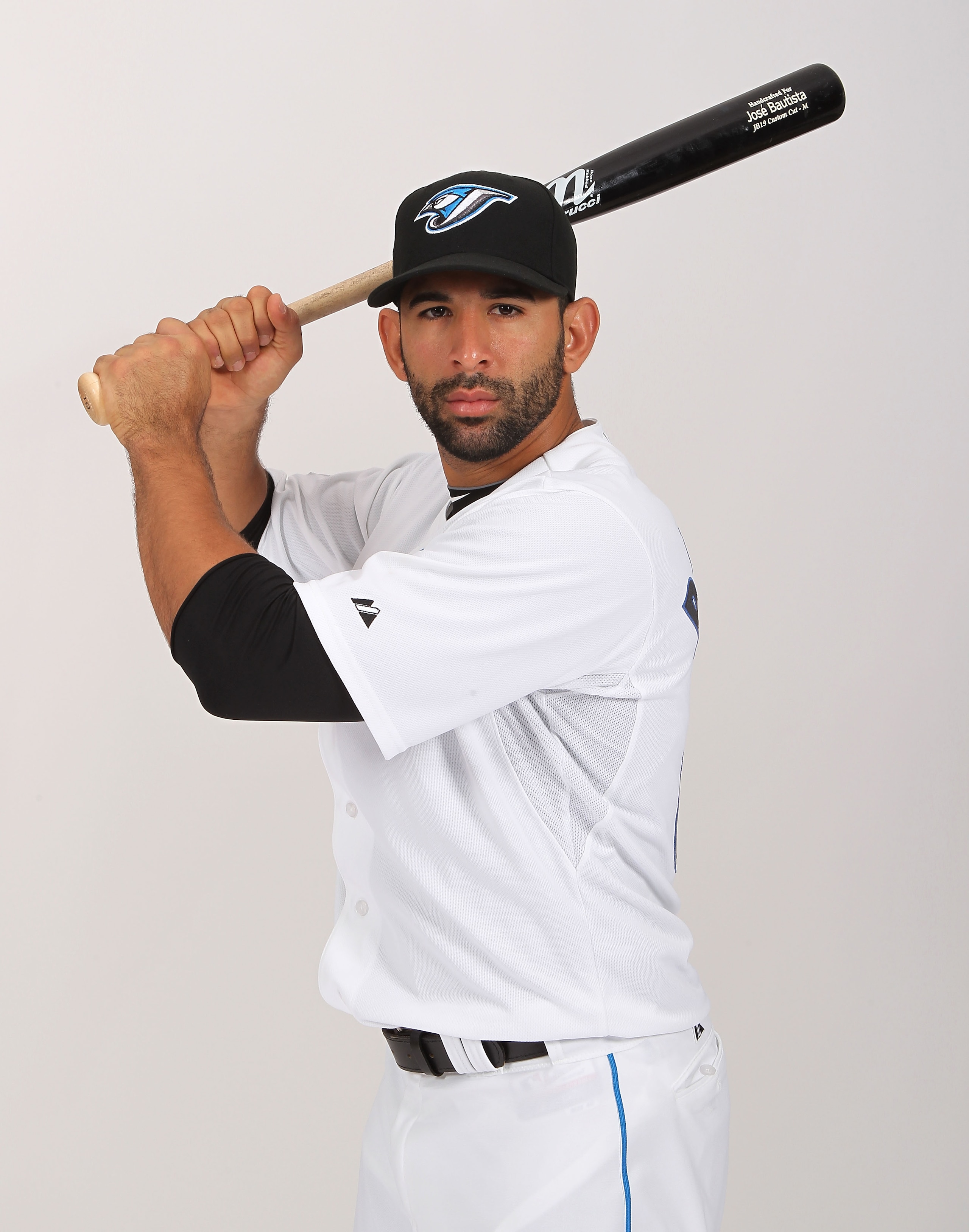 DUNEDIN, FL - FEBRUARY 20:  Jose Bautista #19 of the Toronto Blue Jays poses during photo day at Florida Auto Exchange Stadium on February 20, 2011 in Dunedin, Florida.  (Photo by Nick Laham/Getty Images)