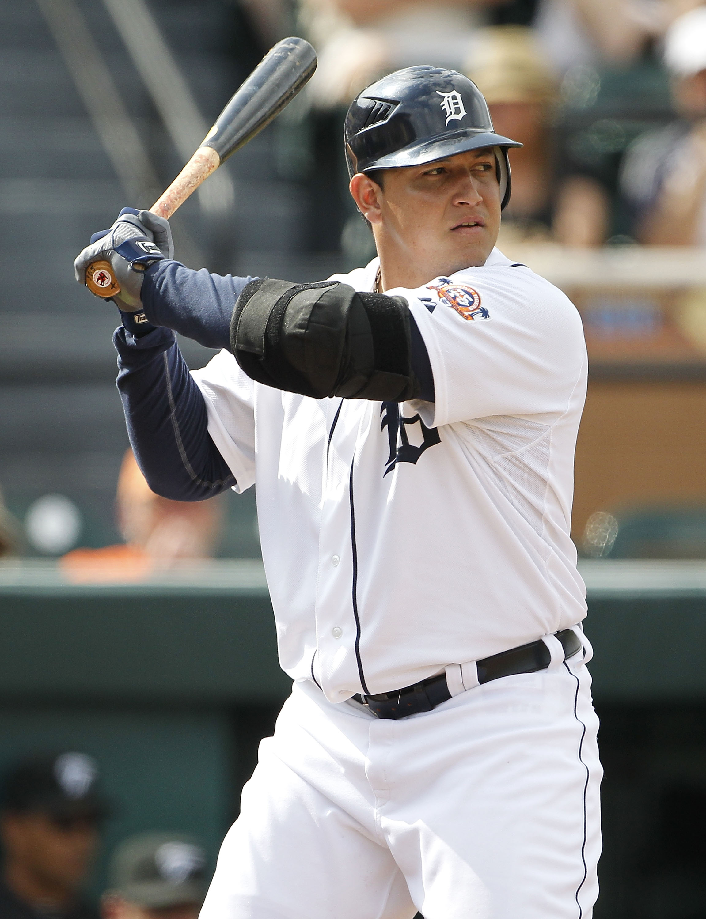 LAKELAND, FL - MARCH 01:  Miguel Cabrera #24 of the Detroit Tigers bats during the game against the Toronto Blue Jays at Joker Marchant Stadium on March 1, 2011 in Lakeland, Florida. The Tigers defeated the Blue Jays 6-2.  (Photo by Leon Halip/Getty Image