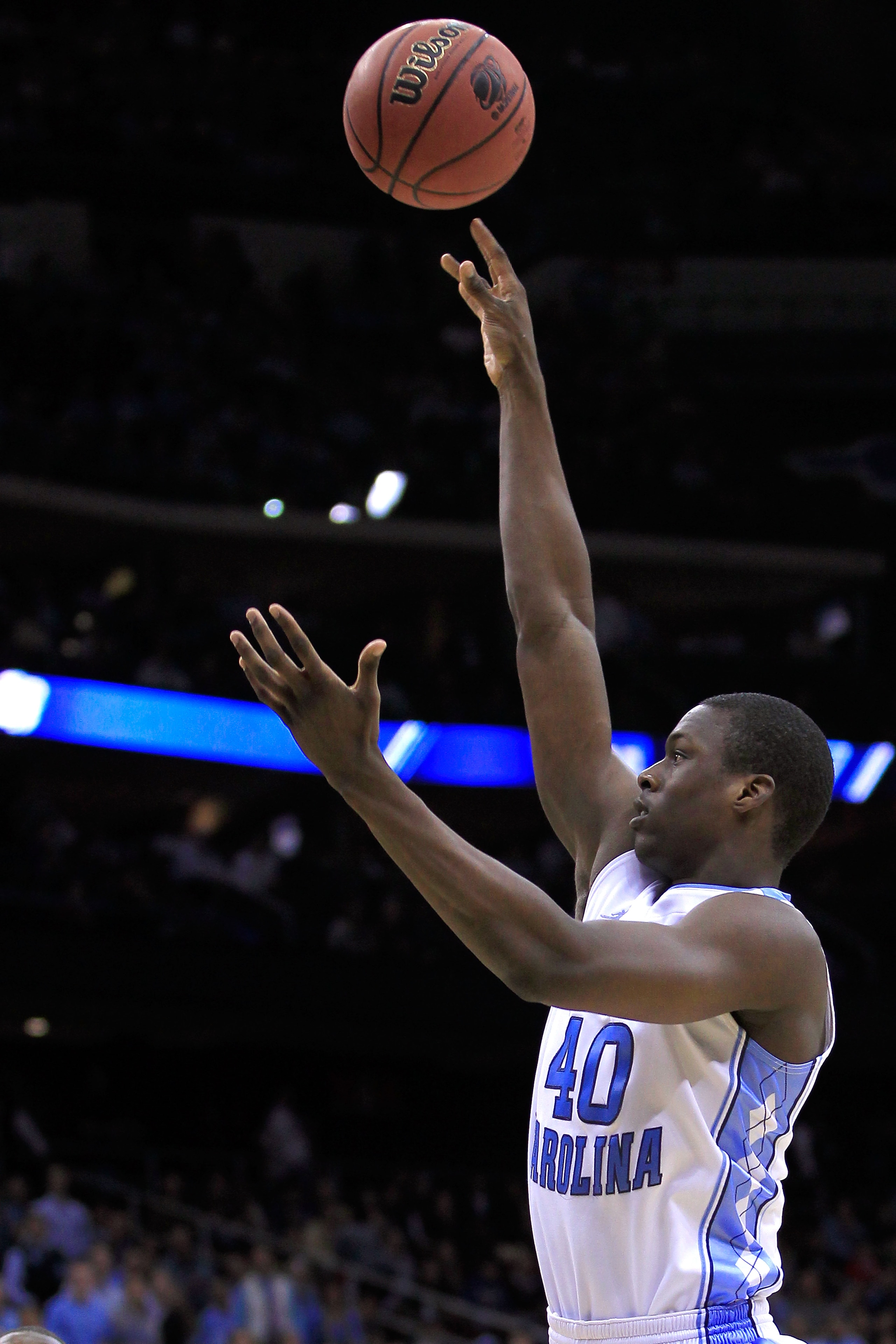 NEWARK, NJ - MARCH 25: Harrison Barnes #40 of the North Carolina Tar Heels makes a shot against the Marquette Golden Eagles during the east regional semifinal of the 2011 NCAA Men's Basketball Tournament at the Prudential Center on March 25, 2011 in Newa NEWARK, NJ - MARCH 25: Harrison Barnes #40 of the North Carolina Tar Heels makes a shot against the Marquette Golden Eagles during the east regional semifinal of the 2011 NCAA Men's Basketball Tournament at the Prudential Center on March 25, 2011 in Newa