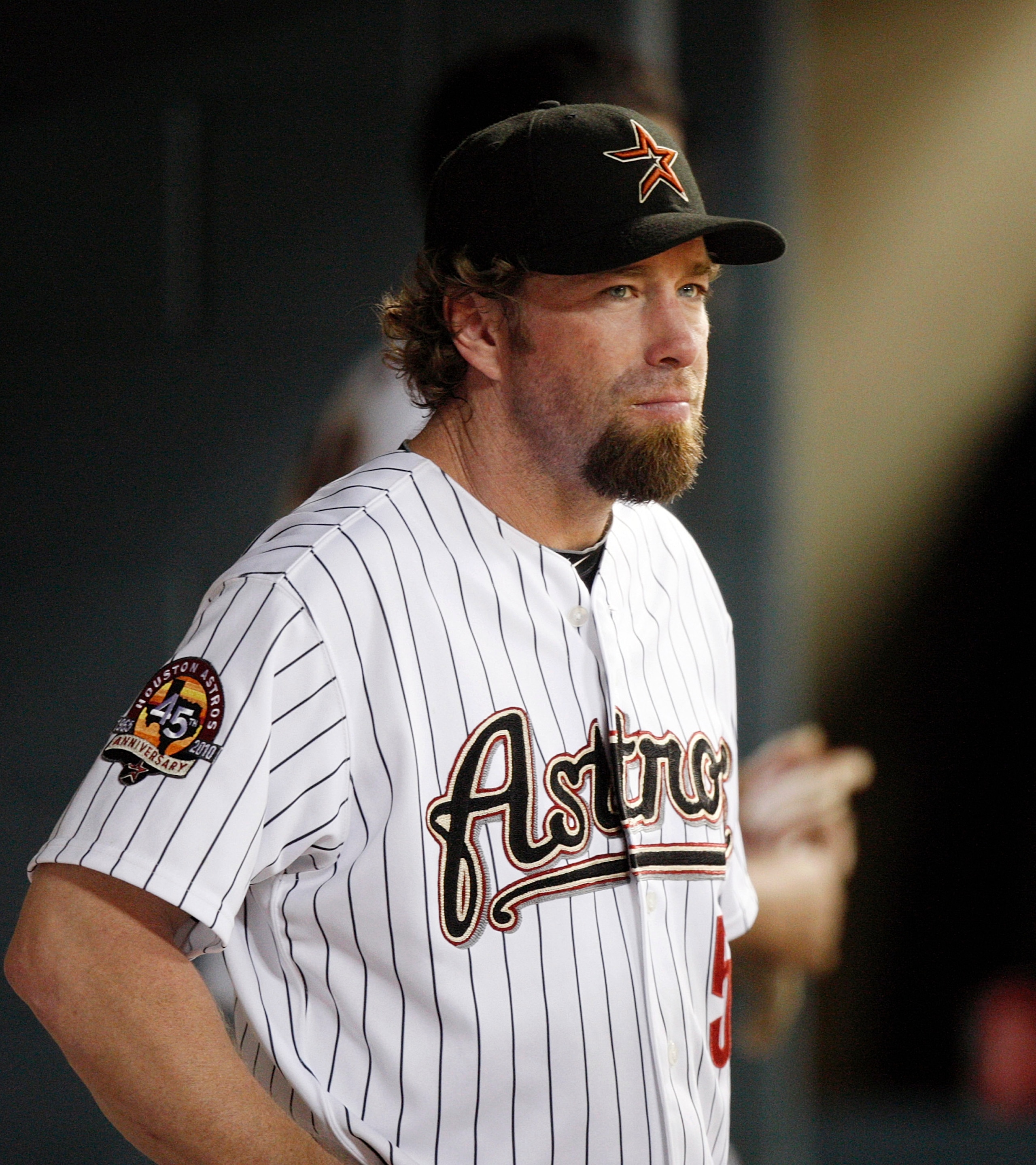 HOUSTON - AUGUST 30:  Houston Astros hitting coach Jeff Bagwell #5 looks on from the dugout at Minute Maid Park during a game against the St. Louis Cardinals on August 30, 2010 in Houston, Texas.  (Photo by Bob Levey/Getty Images)