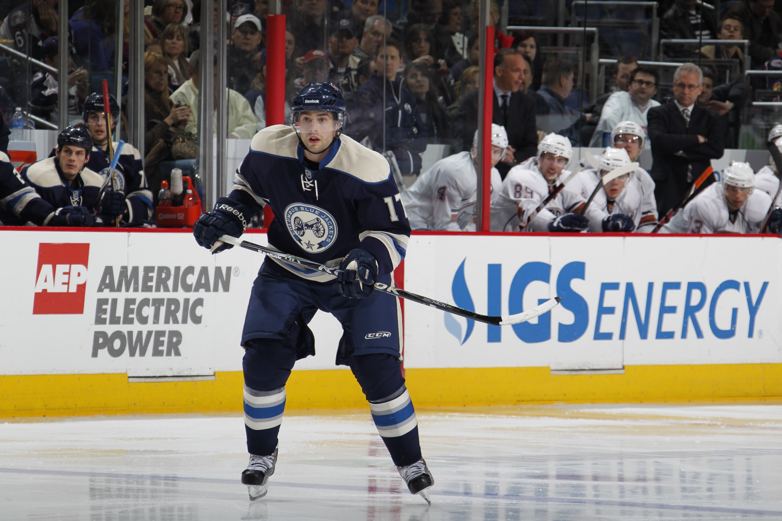 COLUMBUS, OH - FEBRUARY 05:  Andrew Murray #17 of the Columbus Blue Jacket skates against the Edmonton Oilers at Nationwide Arena on February 5, 2011 in Columbus, Ohio.  (Photo by Gregory Shamus/Getty Images)