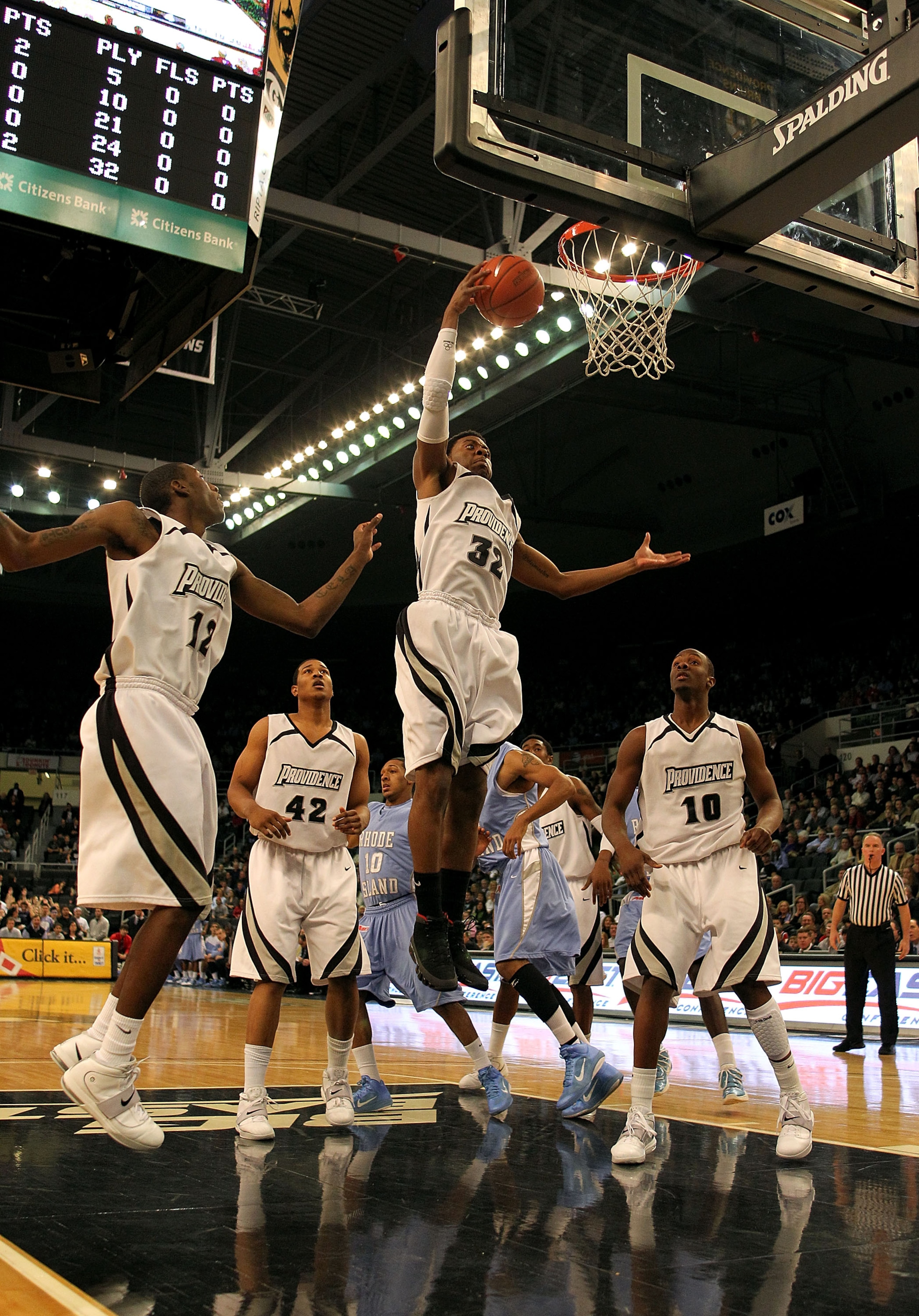PROVIDENCE, RI - DECEMBER 04:  Vincent Council #32 of the Providence Friars controls a rebound against the Rhode Island Rams at the Dunkin' Donuts Center on December 4, 2010 in Providence, Rhode Island.  (Photo by Chris Chambers/Getty Images)