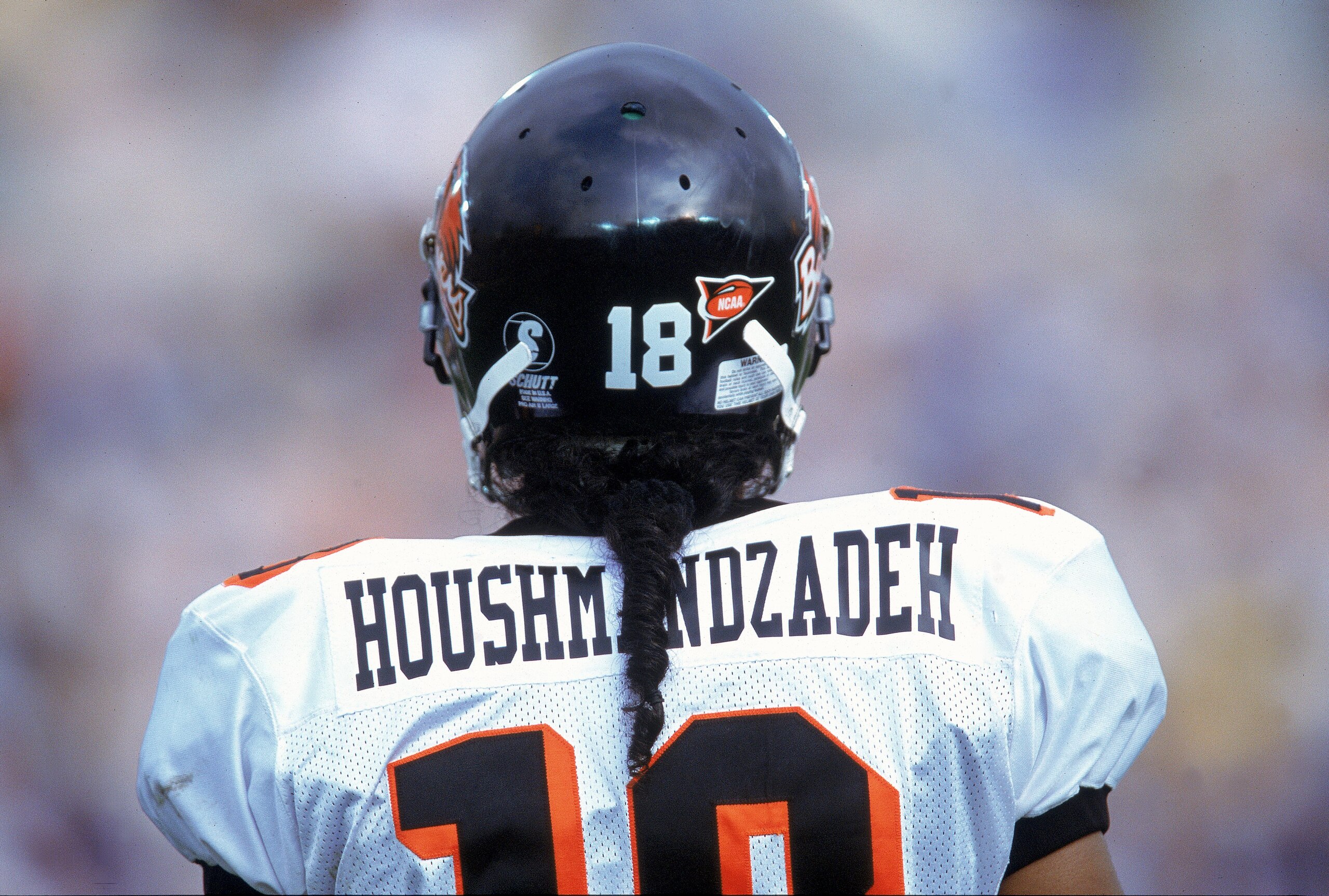21 Oct 2000:  A shot of T.J. Houshmandzadeh #18 of the Oregon State Beavers from behind as he looks on during the game against the UCLA Bruins at the Rose Bowl in Pasadena, California. The Beavers defeated the Bruins 44-38.Mandatory Credit: Stephen Dunn