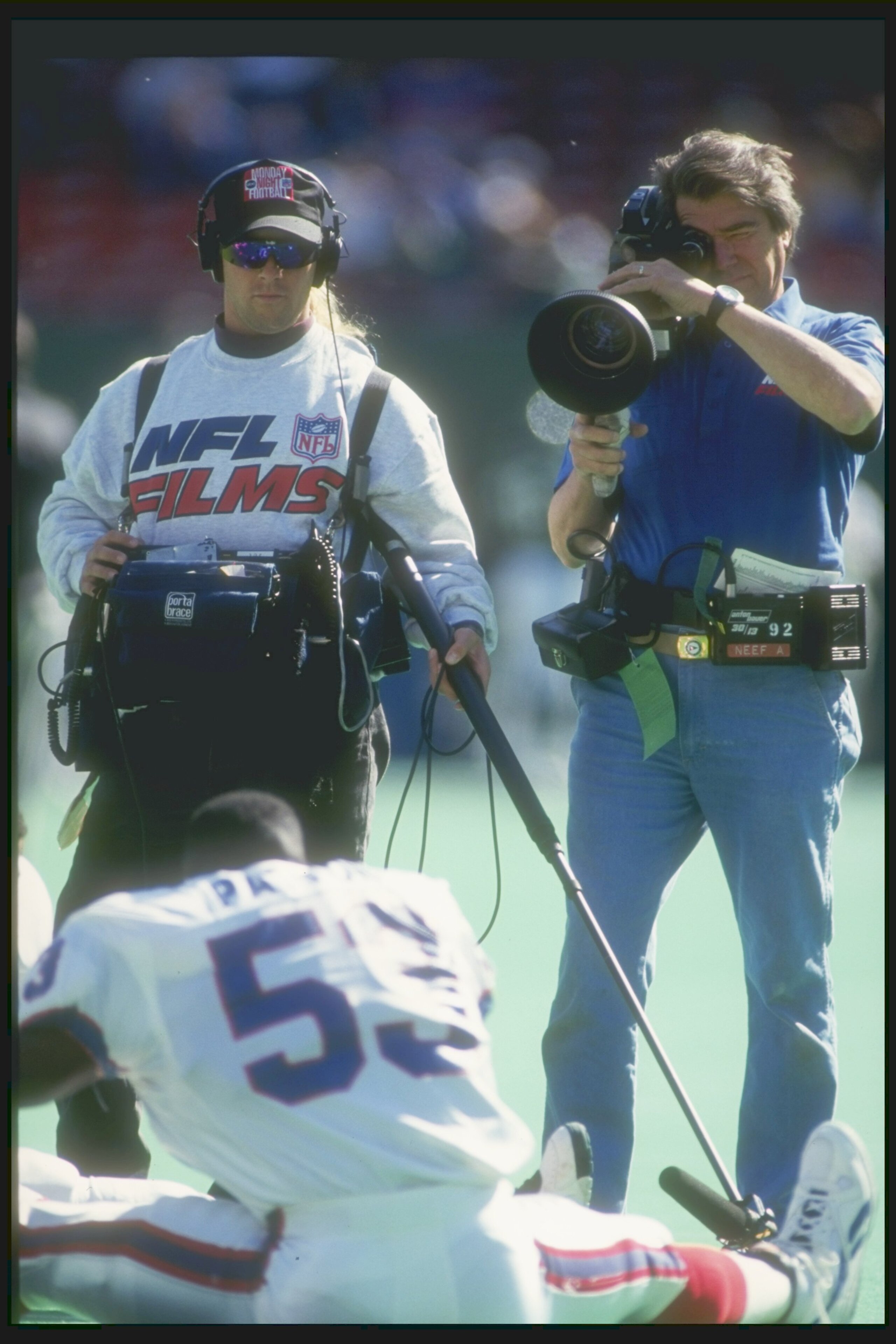 24 Oct 1993:   Linebacker Marvcus Patton #59 of the Buffalo Bills is filmed while stretching prior to a game against the New York Jets at Giants Stadium in East Rutherford, New Jersey.  The Bills won 19-10. Mandatory Credit: Scott Halleran  /Allsport