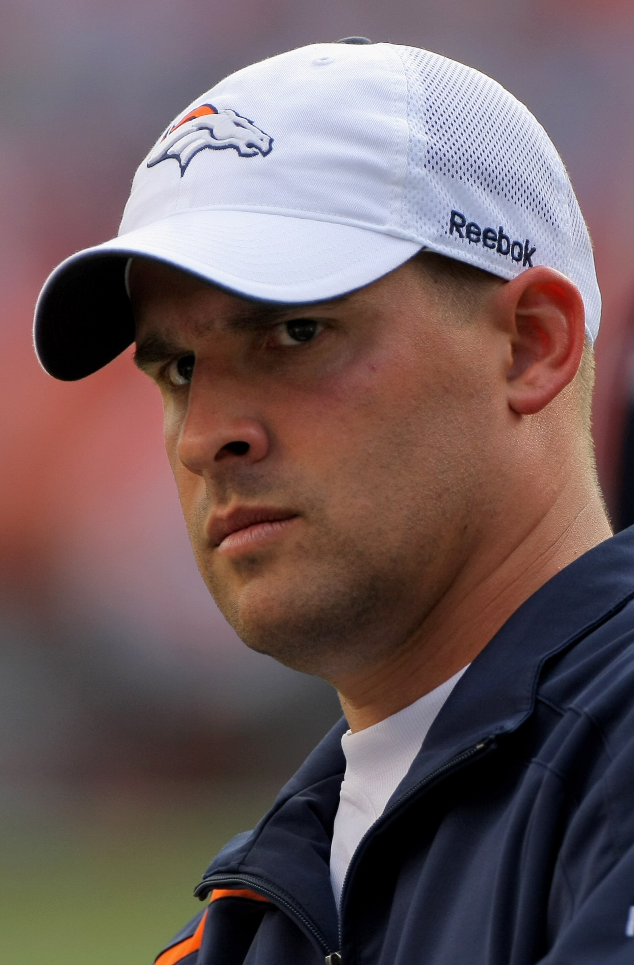 DENVER - SEPTEMBER 20:  Head coach Josh McDaniels of the Denver Broncos oversees warm ups prior to facing the Cleveland Browns during NFL action at Invesco Field at Mile High on September 20, 2009 in Denver, Colorado.  (Photo by Doug Pensinger/Getty Image