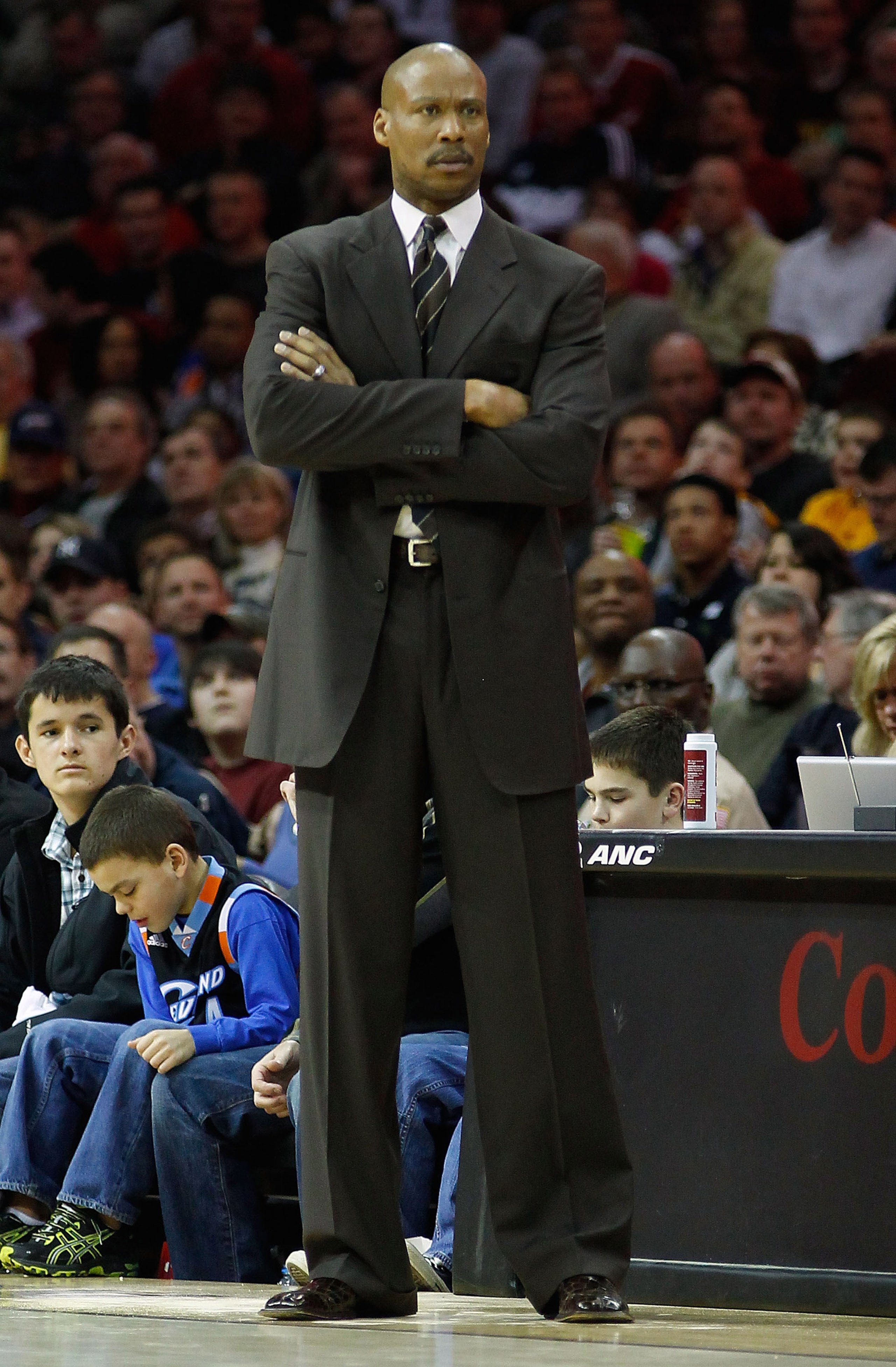CLEVELAND - FEBRUARY 25:  Head coach Byron Scott of the Cleveland Cavaliers watches his team play against the New York Knicks during the game on February 25, 2011 at Quicken Loans Arena in Cleveland, Ohio. NOTE TO USER: User expressly acknowledges and agr