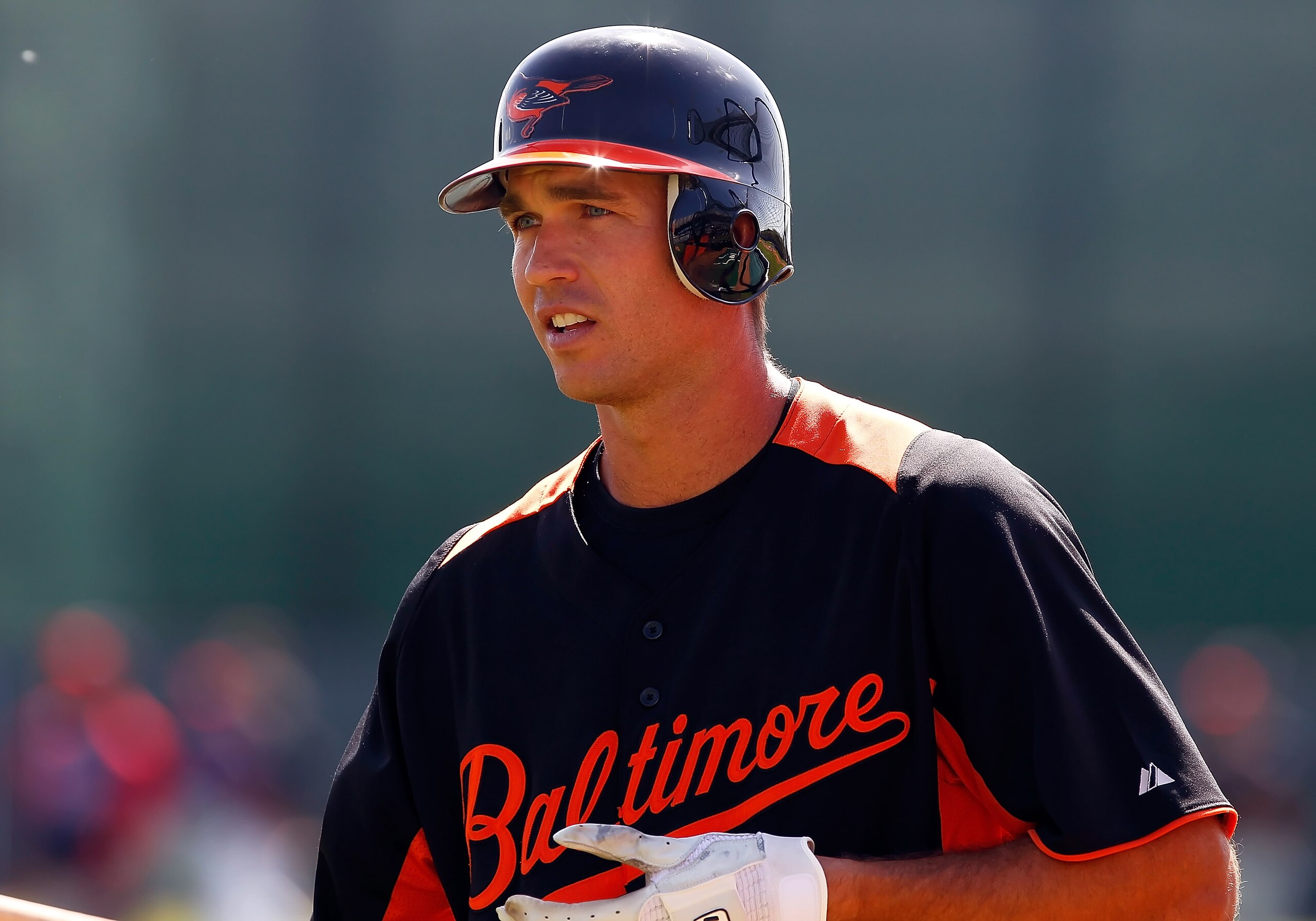 SARASOTA, FL - MARCH 03:  Infielder J.J. Hardy #2 of the Baltimore Orioles smiles during batting practice just before the Grapefruit League Spring Training Game against the Minnesota Twins at Ed Smith Stadium on March 3, 2011 in Sarasota, Florida.  (Photo