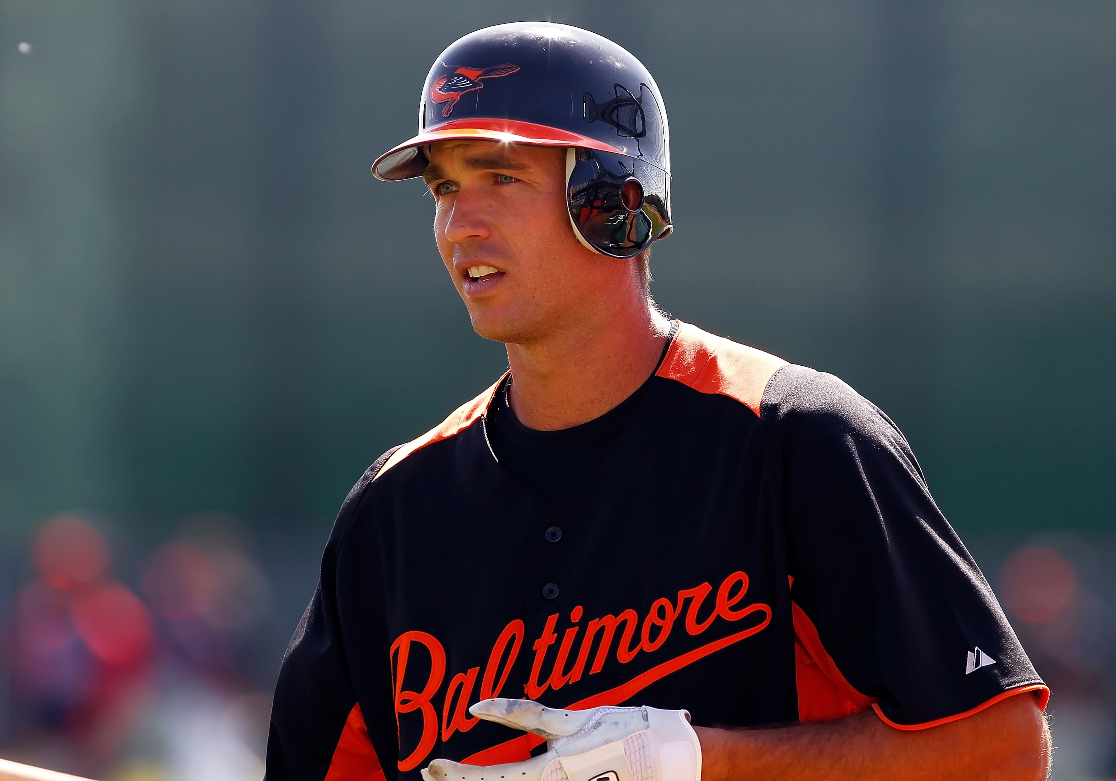 SARASOTA, FL - MARCH 03:  Infielder J.J. Hardy #2 of the Baltimore Orioles smiles during batting practice just before the Grapefruit League Spring Training Game against the Minnesota Twins at Ed Smith Stadium on March 3, 2011 in Sarasota, Florida.  (Photo