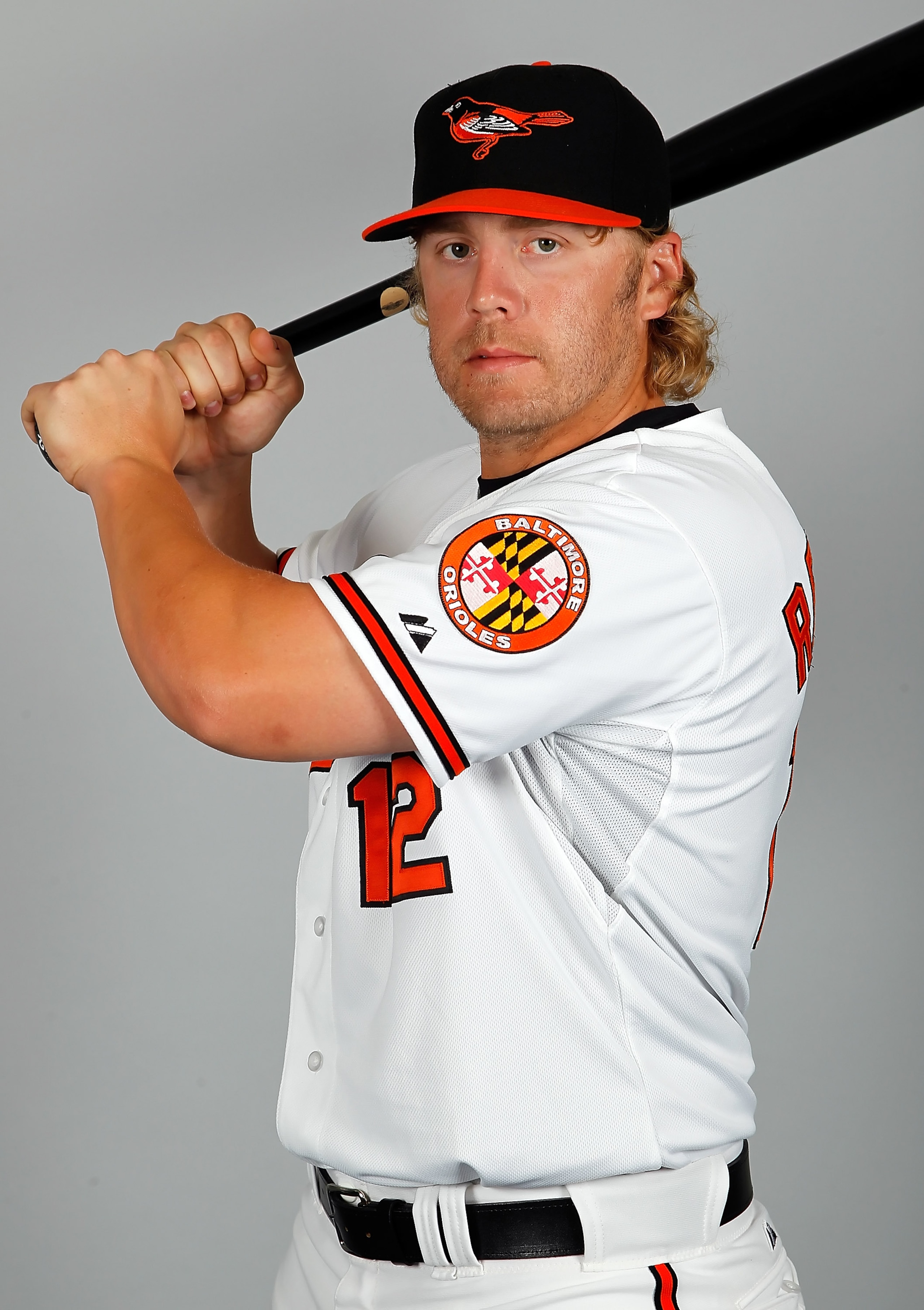 SARASOTA, FL - FEBRUARY 26:  Infielder Mark Reynolds #12 of the Baltimore Orioles poses for a photo during photo day at Ed Smith Stadium on February 26, 2011 in Sarasota, Florida.  (Photo by J. Meric/Getty Images)