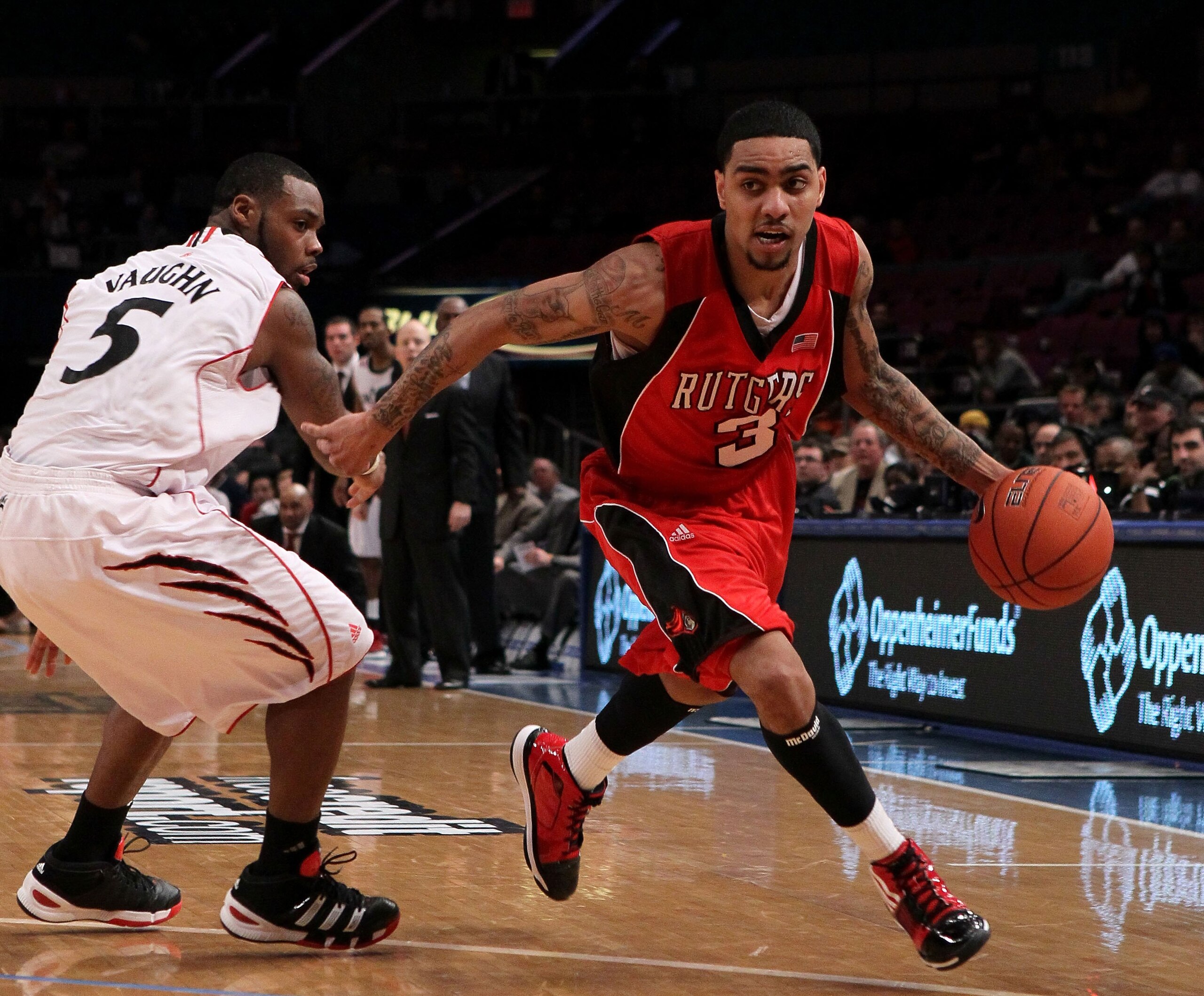 NEW YORK - MARCH 09:  Mike Rosario #3 of the Rutgers Scarlet Knights handles the ball against the Cincinnati Bearcats during the first round game of the Big East Basketball Tournament at Madison Square Garden on March 9, 2010 in New York, New York.  (Phot