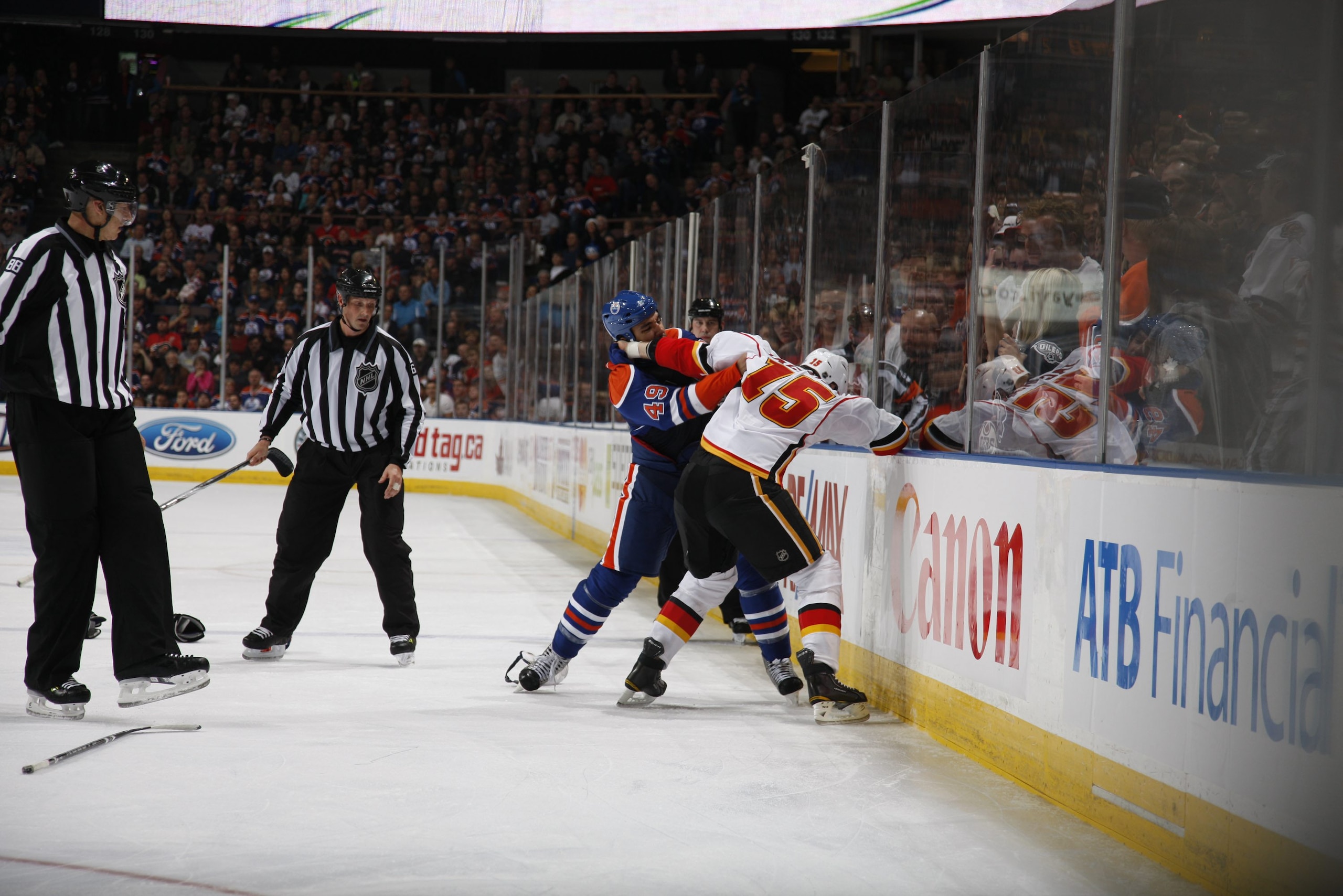EDMONTON, CANADA - OCTOBER 7: Theo Peckham #49 of the Edmonton Oilers skates against the Calgary Flames on October 7, 2010 at Rexall Place in Edmonton, Alberta, Canada. (Photo by Dale MacMillan/Getty Images)