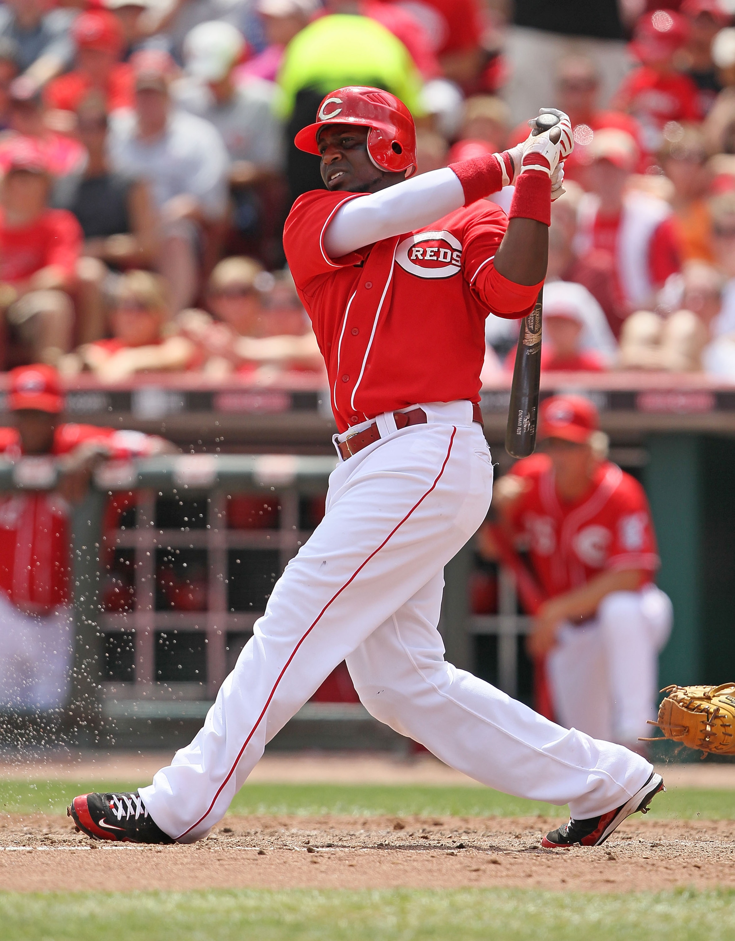 CINCINNATI - JULY 18:  Brandon Phillips #4 of the Cincinnati Reds is pictured during the game against the Colorado Rockies at Great American Ball Park on July 18, 2010 in Cincinnati, Ohio.  (Photo by Andy Lyons/Getty Images)